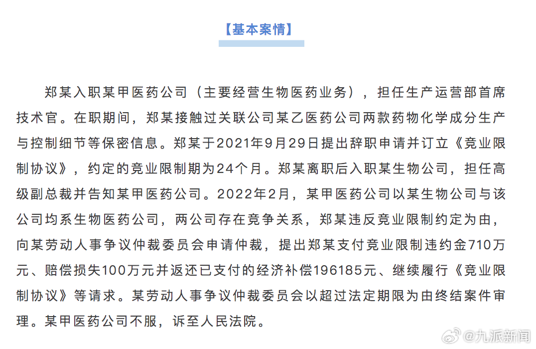 #员工离职被索竞业限制违约金710万#【#员工离职被索赔710万被驳回#】 最高