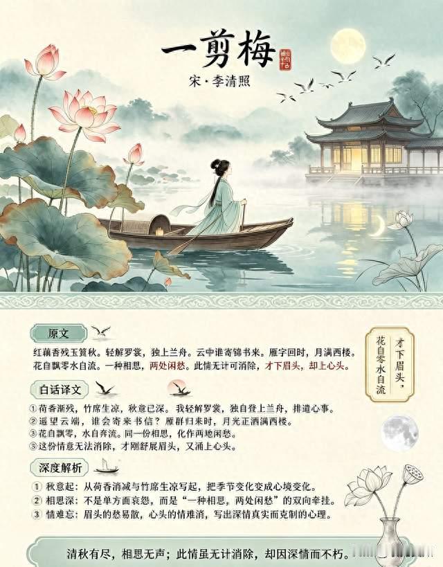 《一剪梅·红藕香残玉簟秋》原文·译文·解析