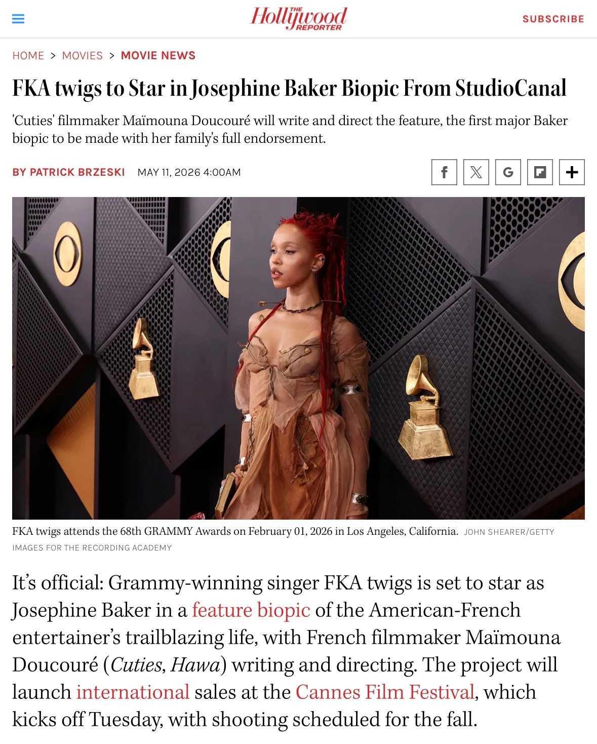 FKA twigs 官宣担任20世纪传奇非裔美法艺人 Josephine Bak