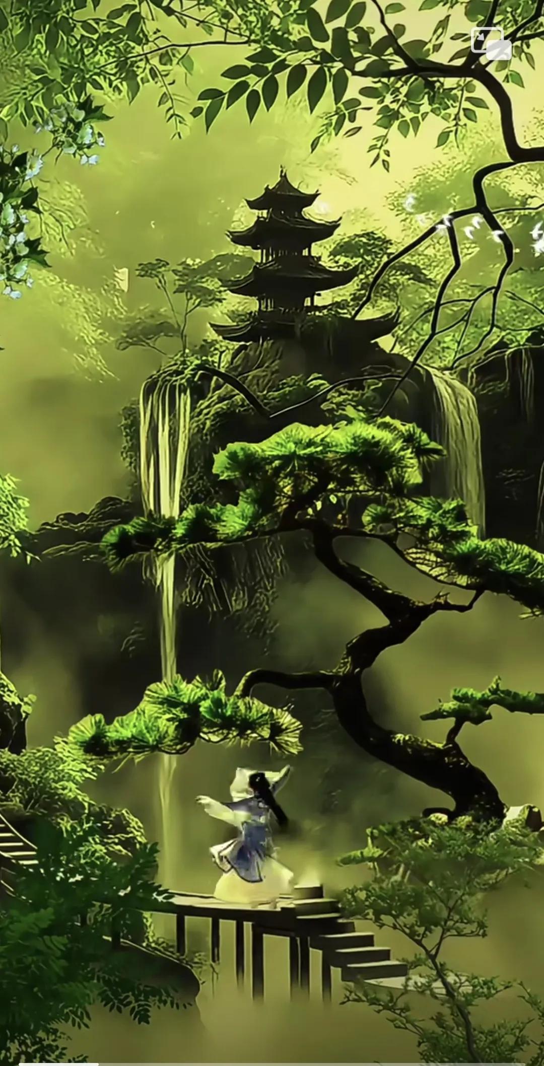 青林翠竹映碧空，亭台楼阁水声鸣。#风景# #创意风景图片。# #江南美景如画。#