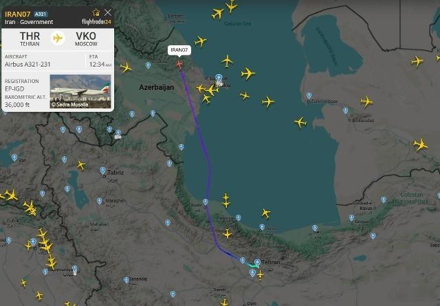 一架伊朗政府飞机正从德黑兰飞往莫斯科。特朗普向伊朗传达两项要求伊朗伊朗军队新装备