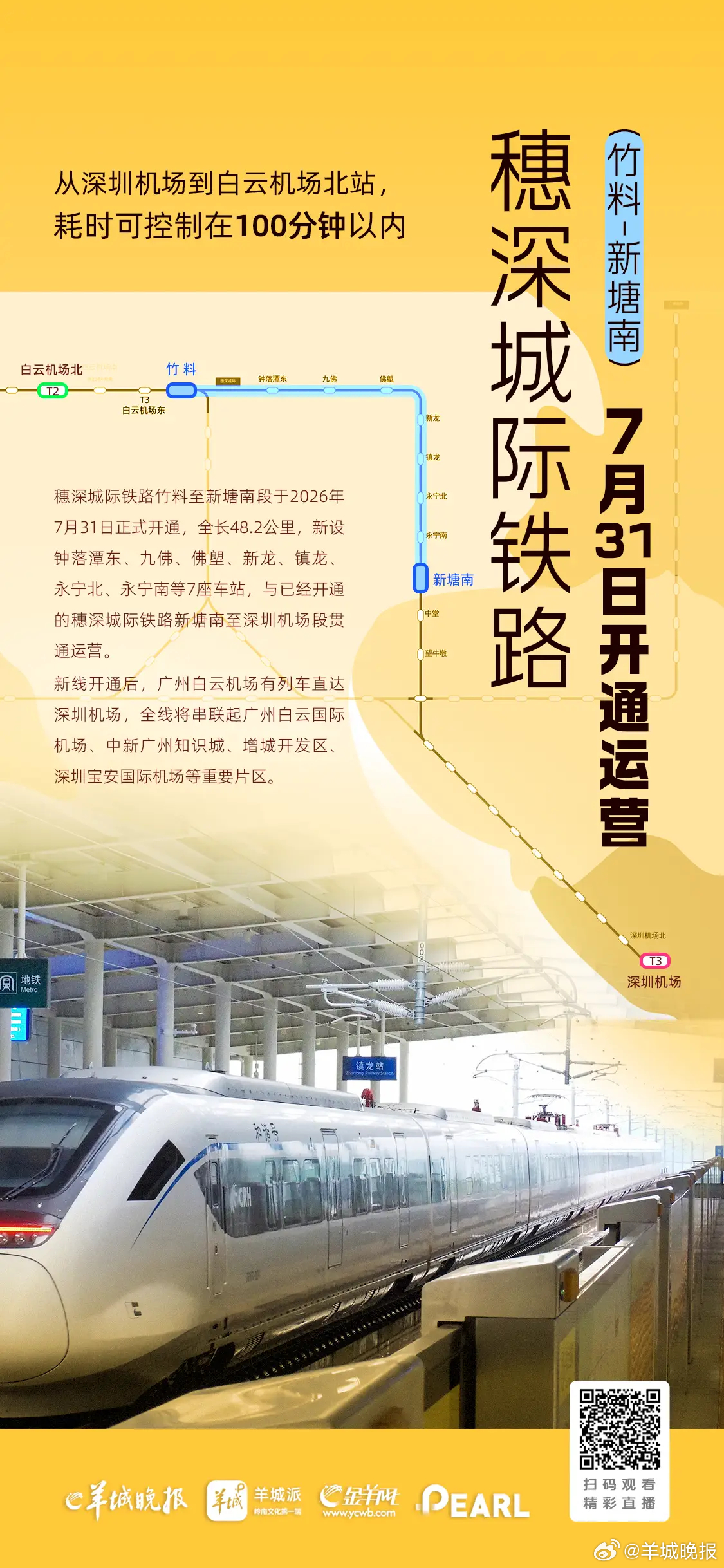 【穗深城际铁路（竹料-新塘南）7月31日开通运营】记者从广州地铁集团获悉，经广东