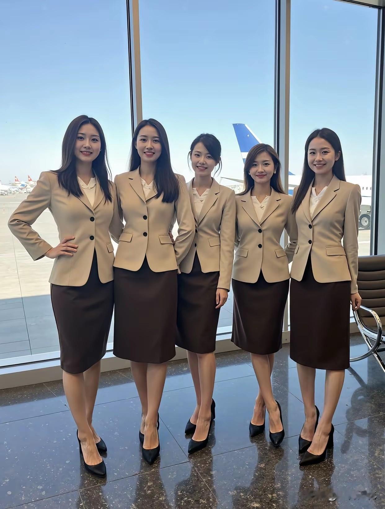 机场的美丽空姐们，微笑迎接每一位旅客！😊✨如何才能展现自己的优雅和魅力呢?