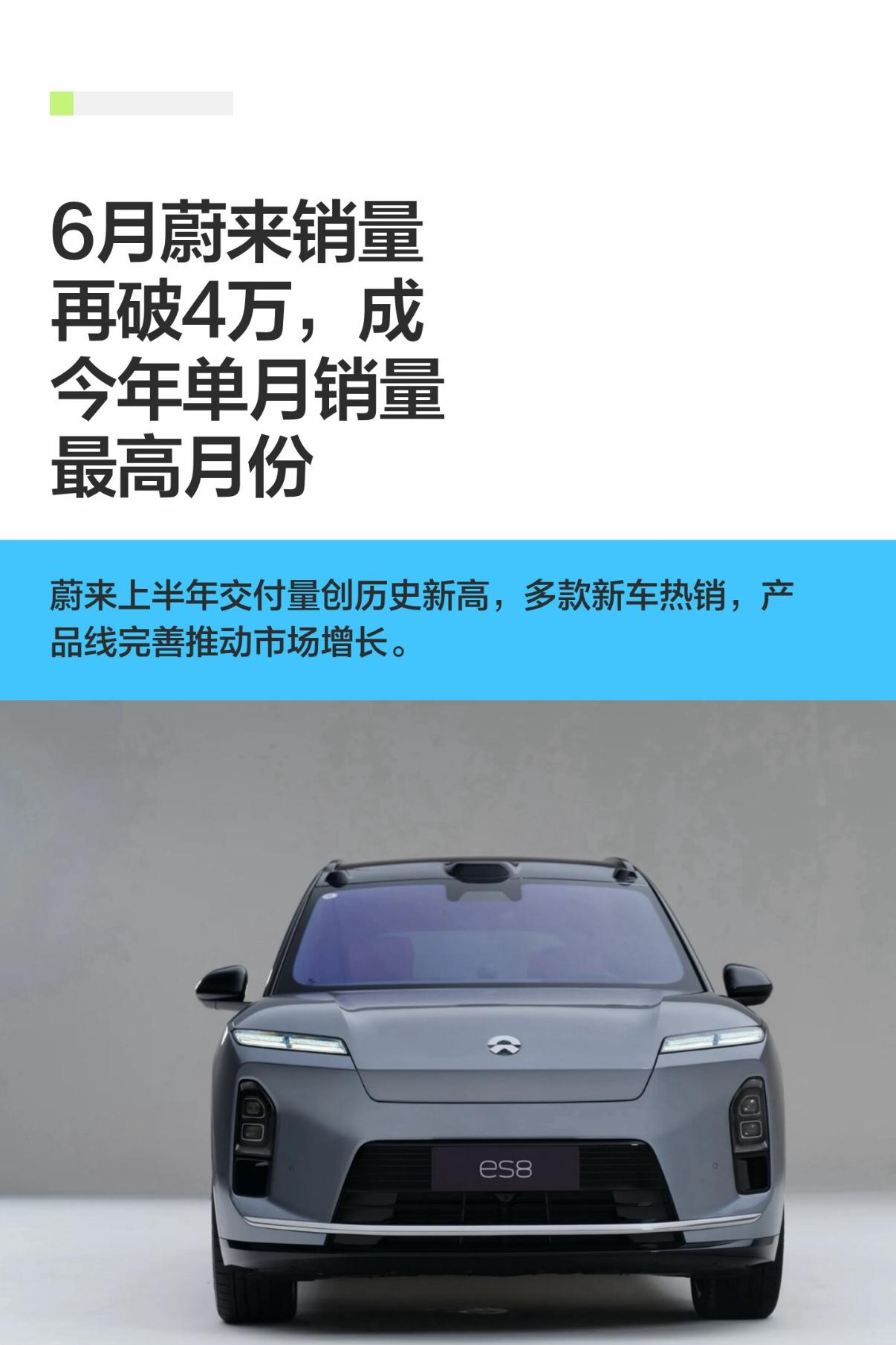 6月蔚来销量再破4万，成今年单月销量最高月份
五月底第一次看ES9，我就知道上半