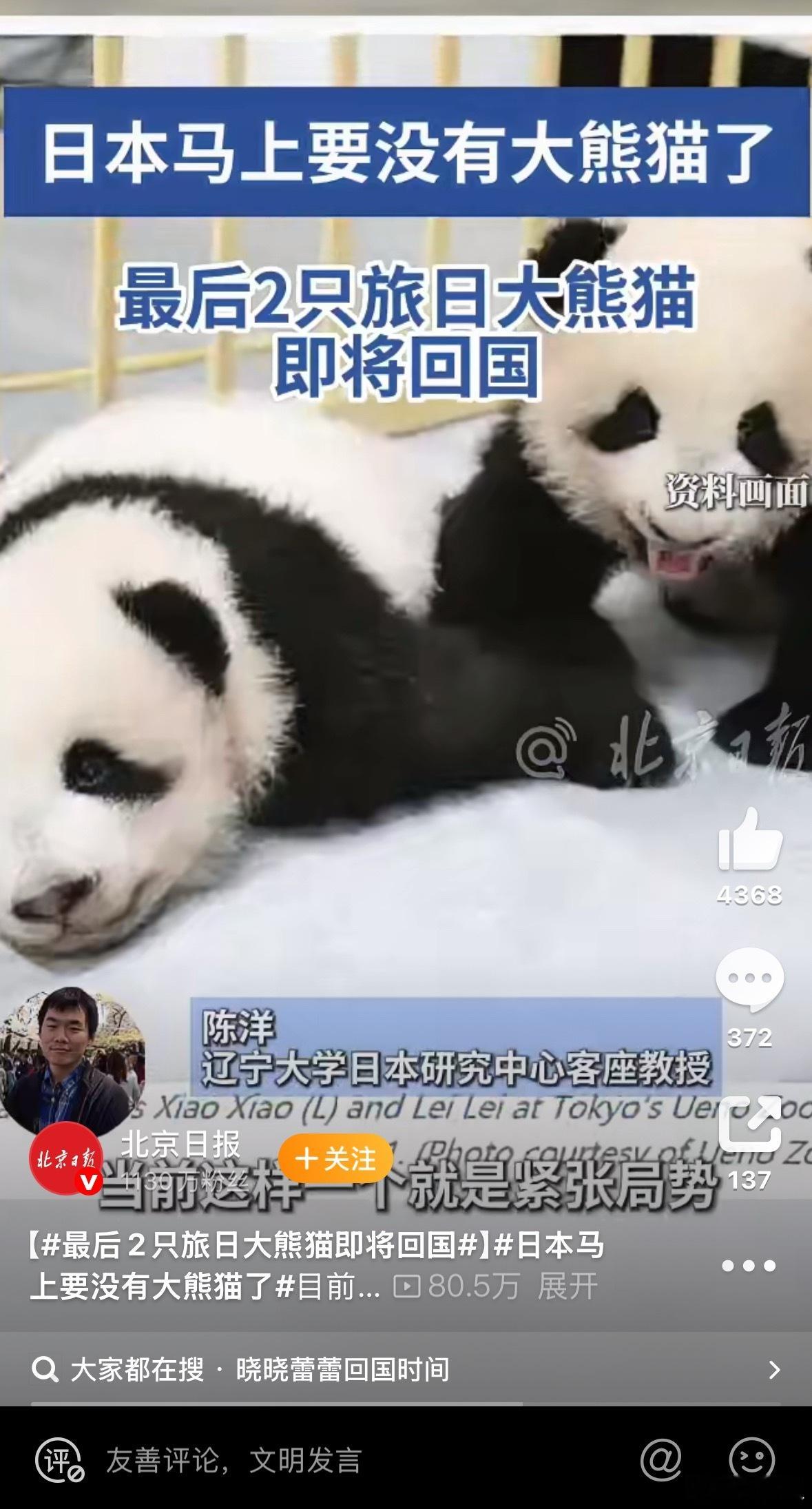 以后就别出租日本了。大熊猫是友好和平的象征，不尊重熊猫国原则的国家，不配享有大熊