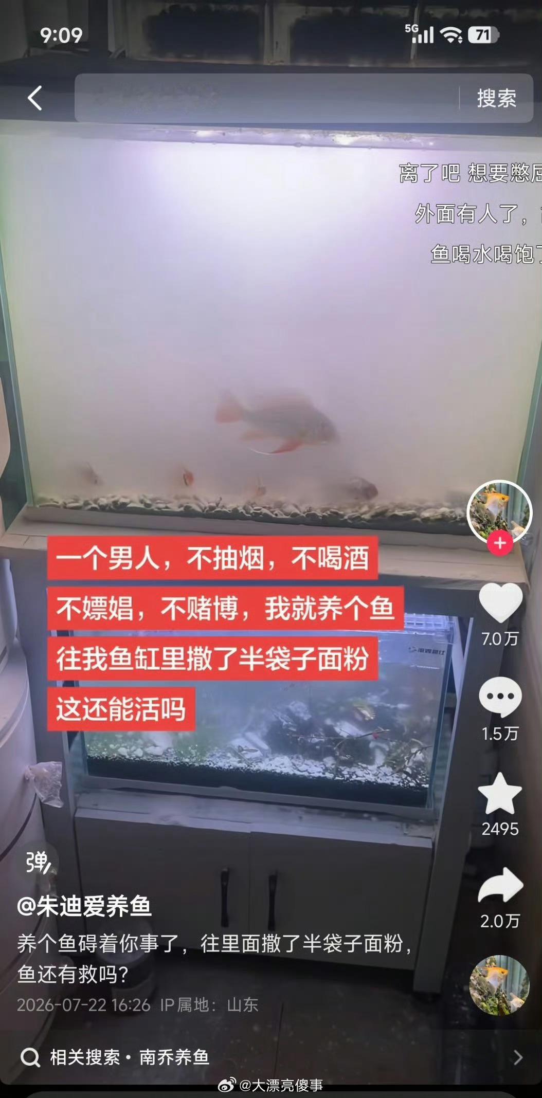 因为只愿意上缴一半工资而被妻子丈母娘联合团灭从小养大到一缸鱼的鱼缸面粉事件在某种