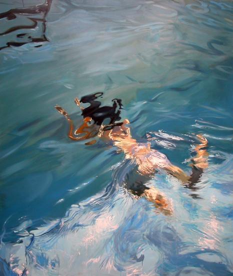 这是艺术家本杰明·安德森2007年创作的油画《她呼吸太深》，画布油彩描绘了一个女