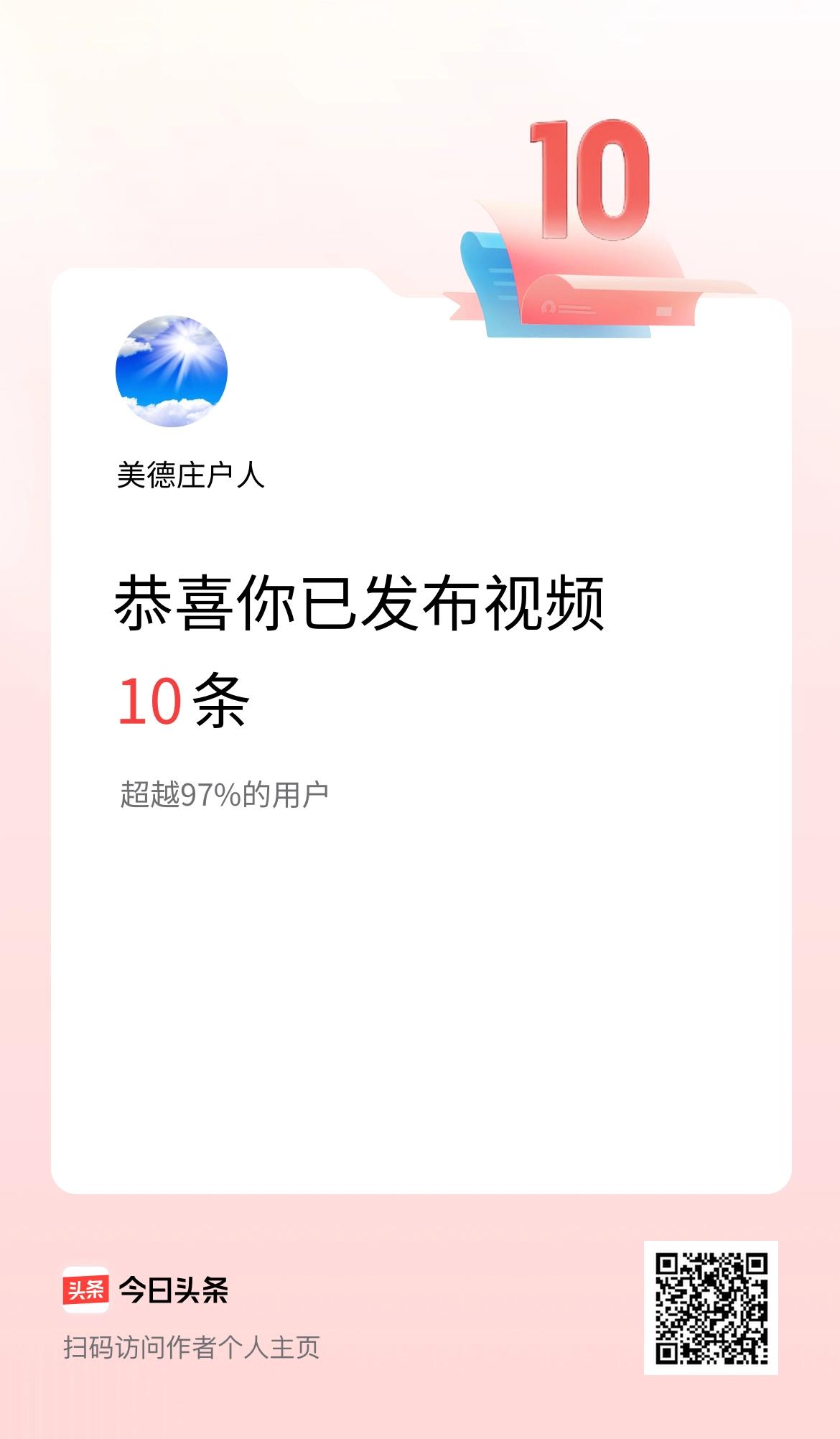我在头条累计视频投稿10个