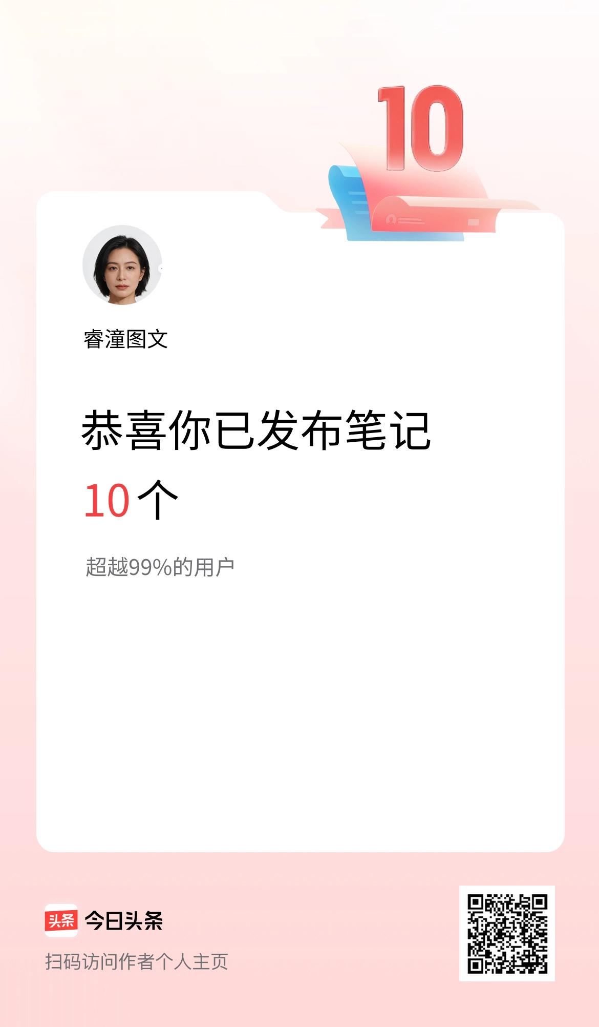 我在头条累计投稿笔记10个