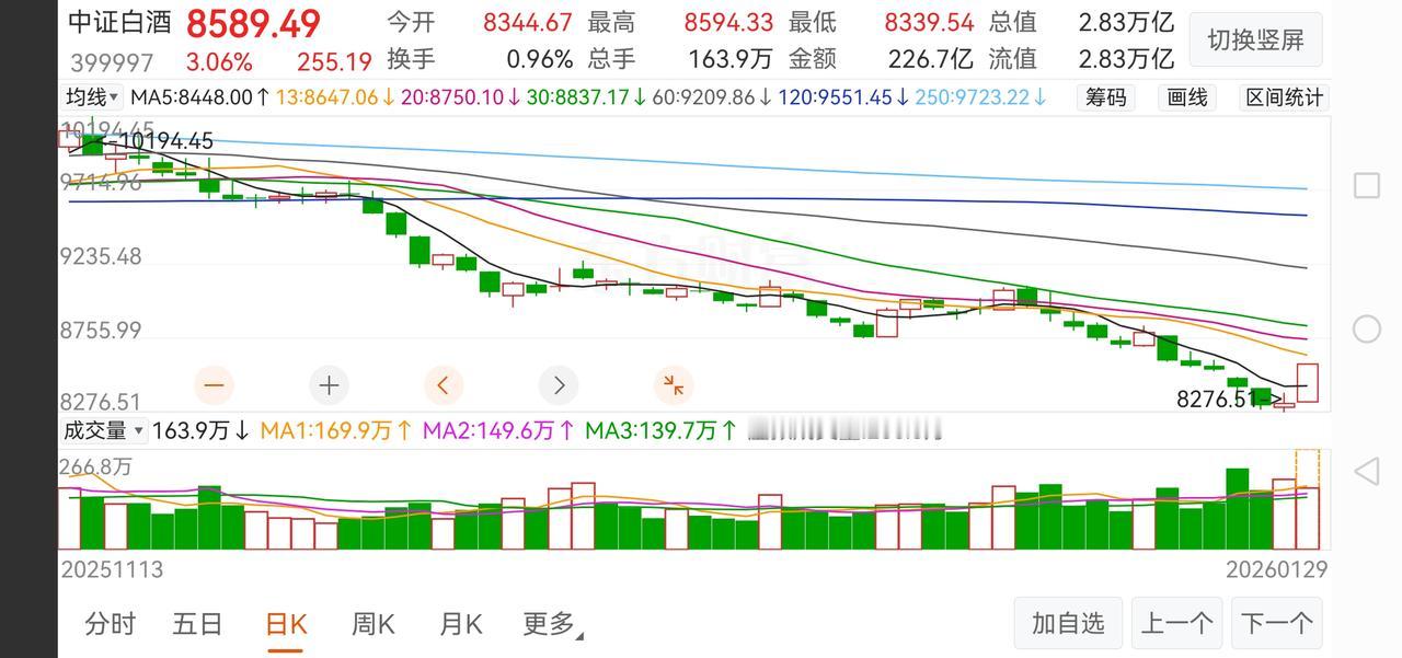 白酒今天放量大涨，可以加仓吗？
中证白酒今天高开高走，目前放量收中大阳线，这是好