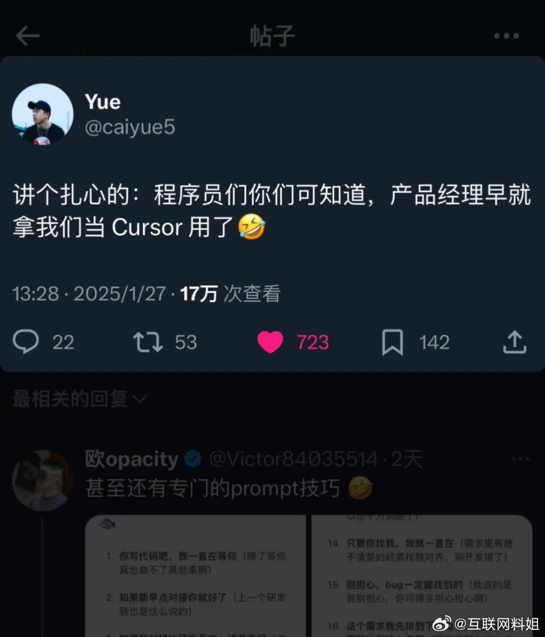 本质是，确实是这么回事儿，产品经理也是领导和客户的cursor[允悲] 