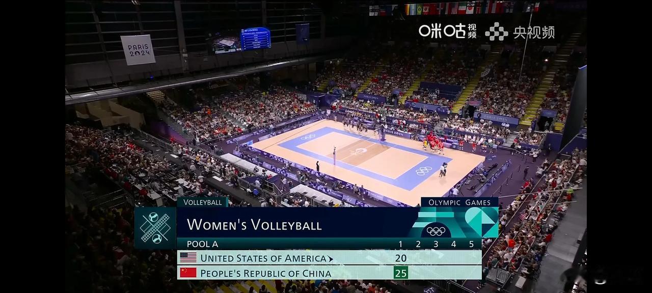 第一局
中国女排25：20美国女排