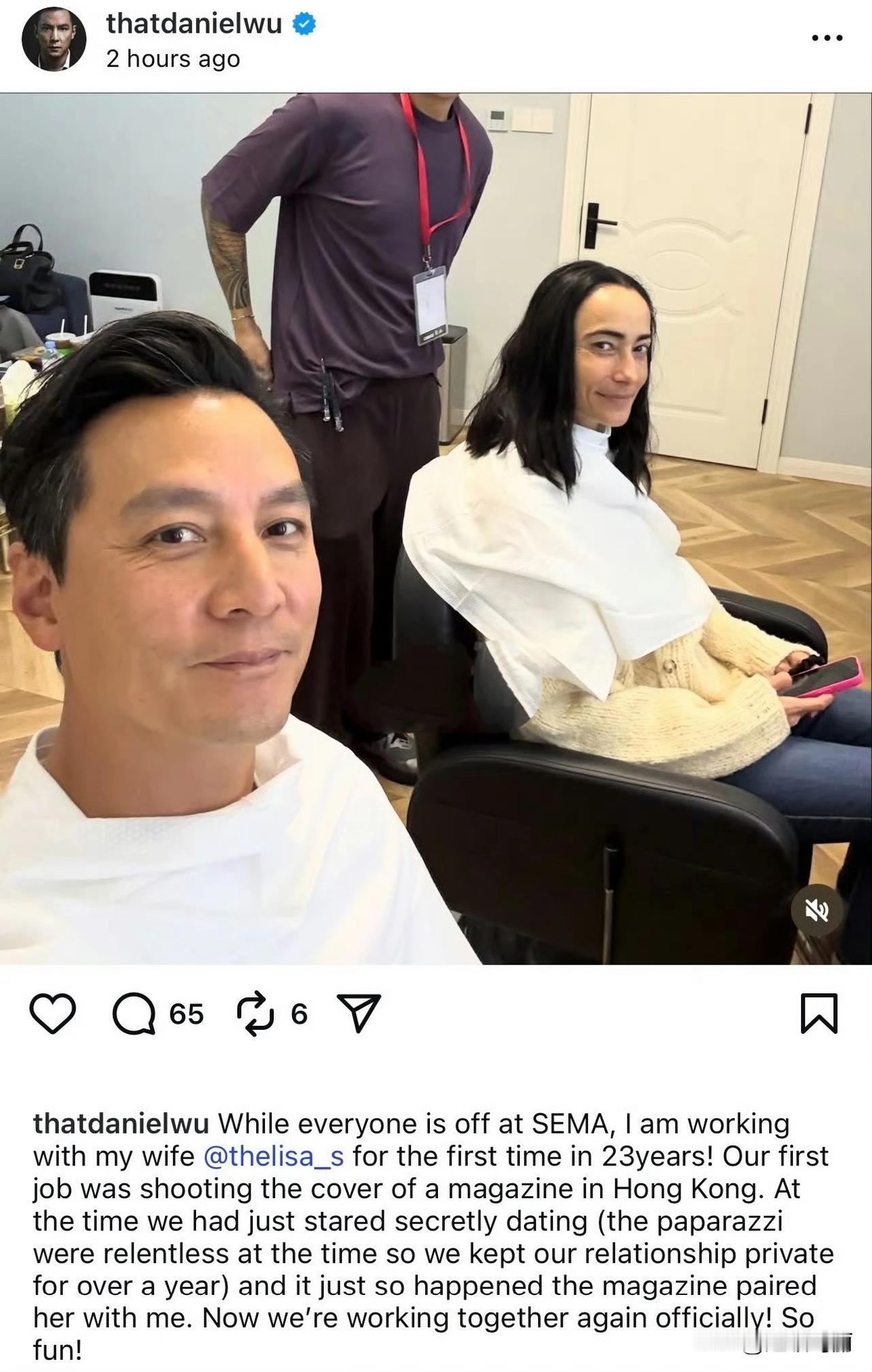 吴彦祖和太太Lisa S
夫妻相是真的！基因太神奇了