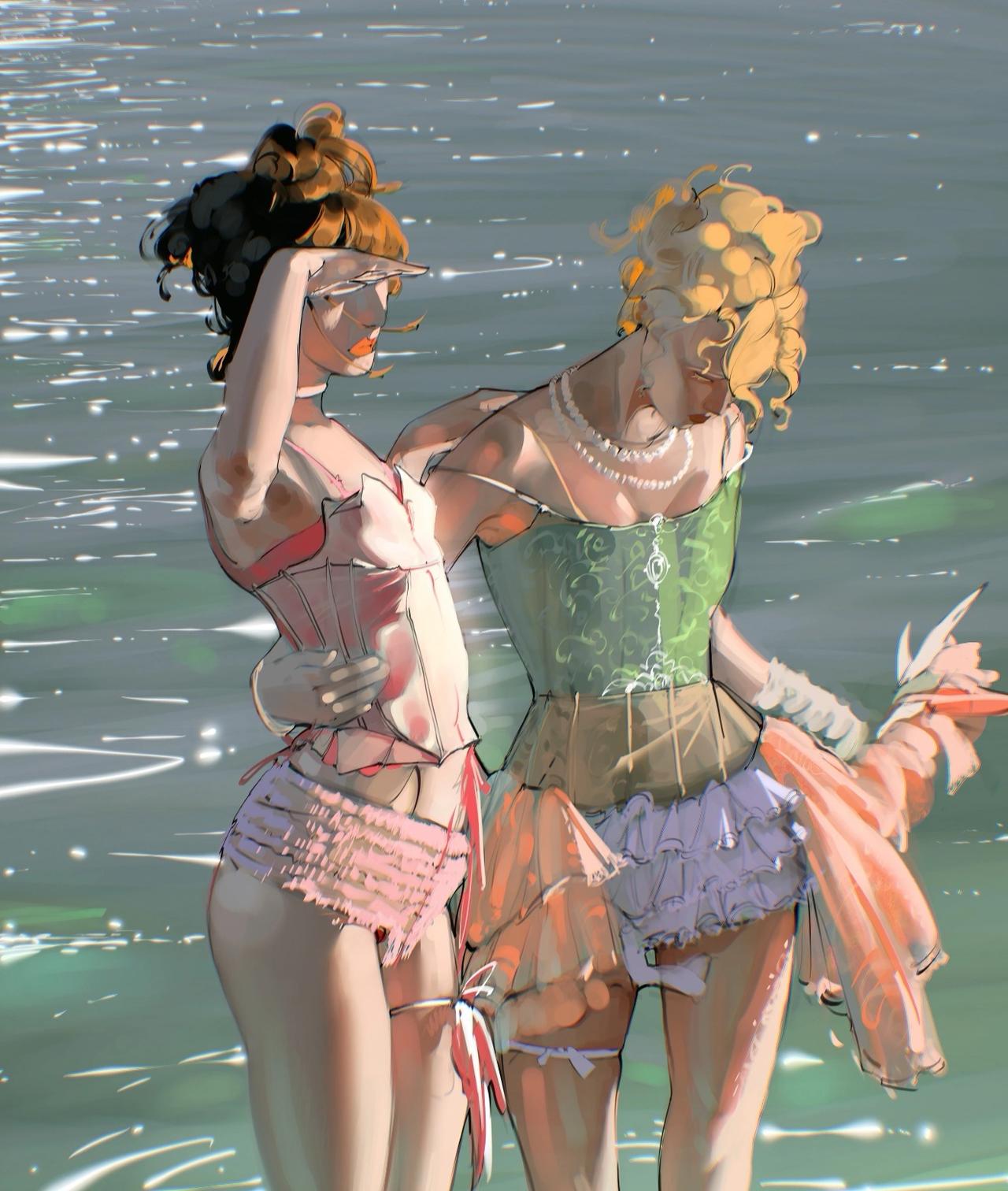 这色彩搭配太美了，好像闻到海风的气息！

画家： aliartcher
