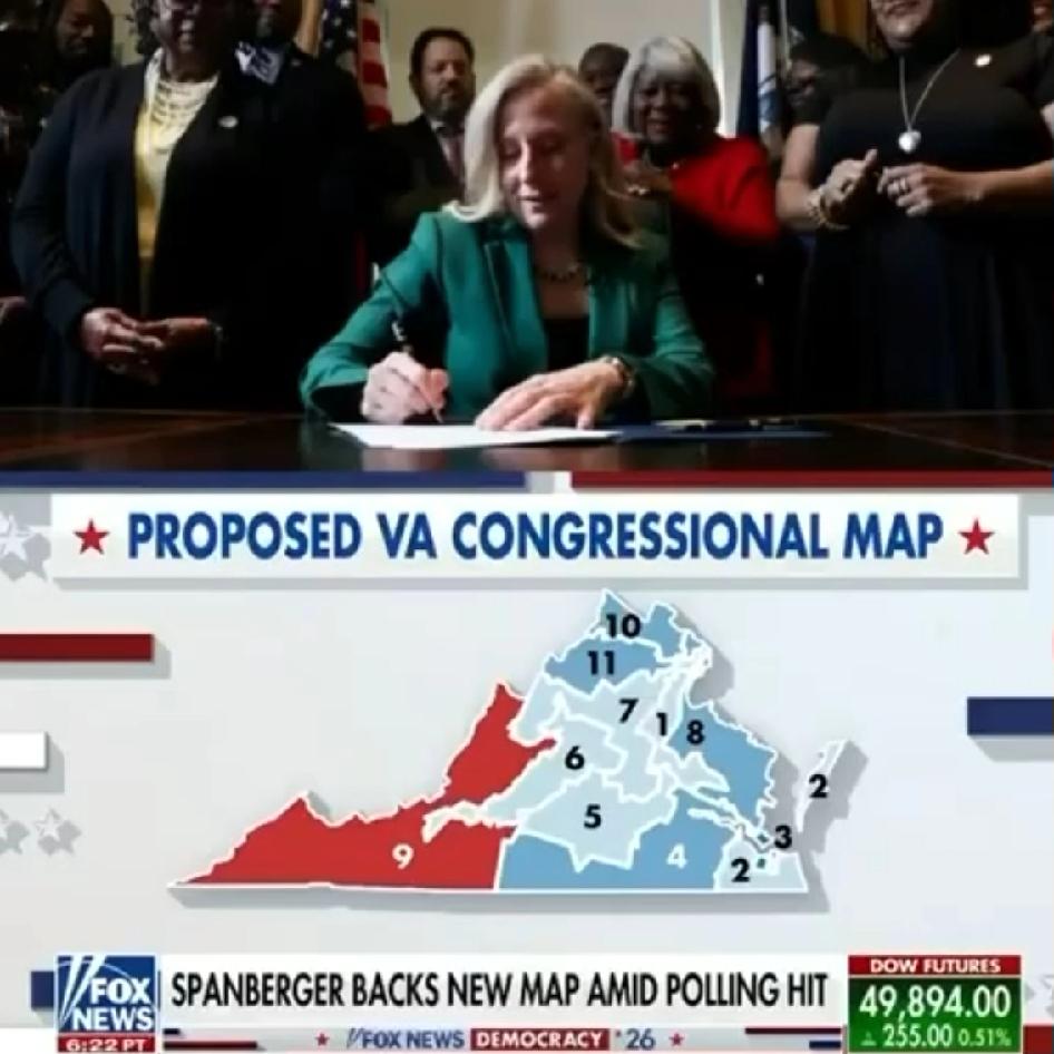 弗吉尼亚州一场特别公投以51.5%对48.5%的微弱优势通过，新国会选区地图预计