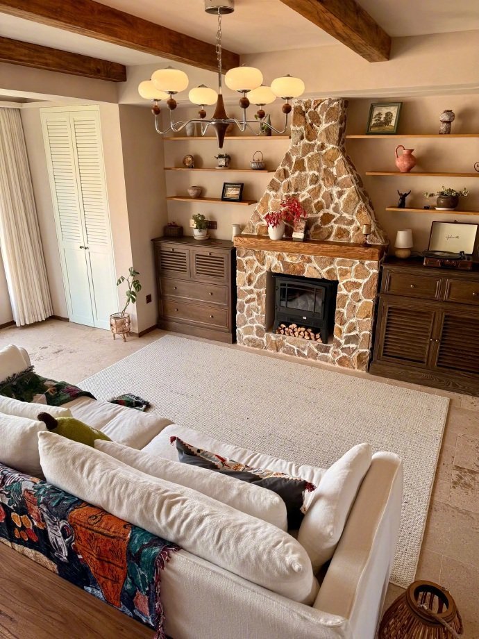 哇哦，128平美式田园风，很少见的风格，给大家参考 