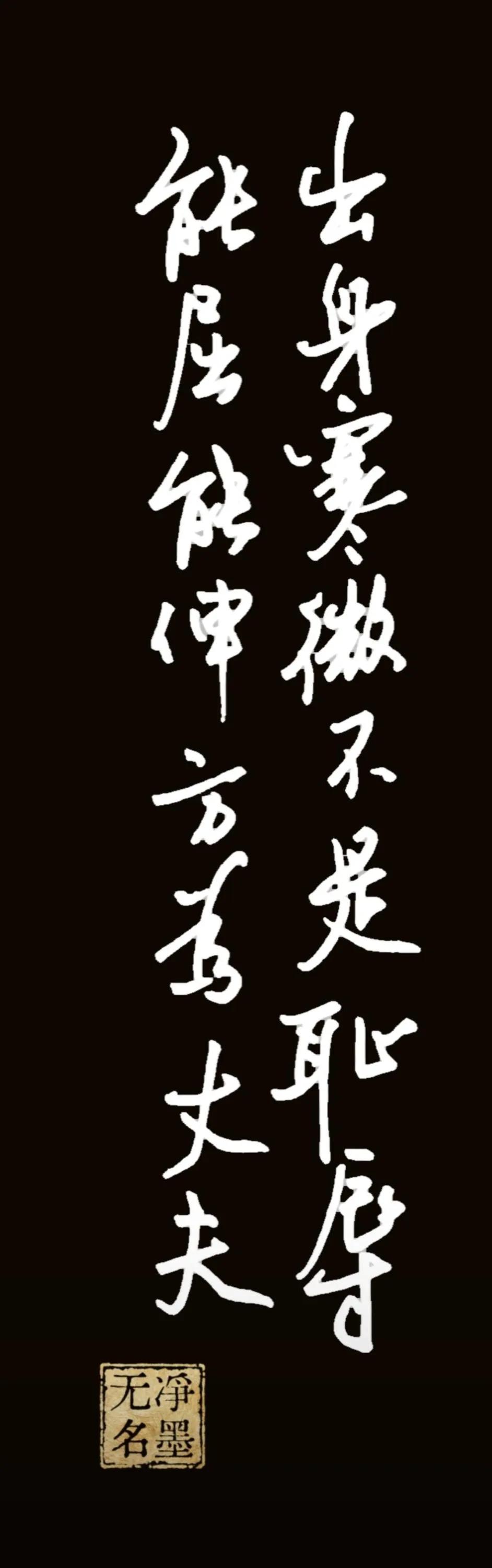 写的还可以吧，您怎么看？
内容出自三国演义的台词，
出身寒微不是耻辱，
能屈能伸
