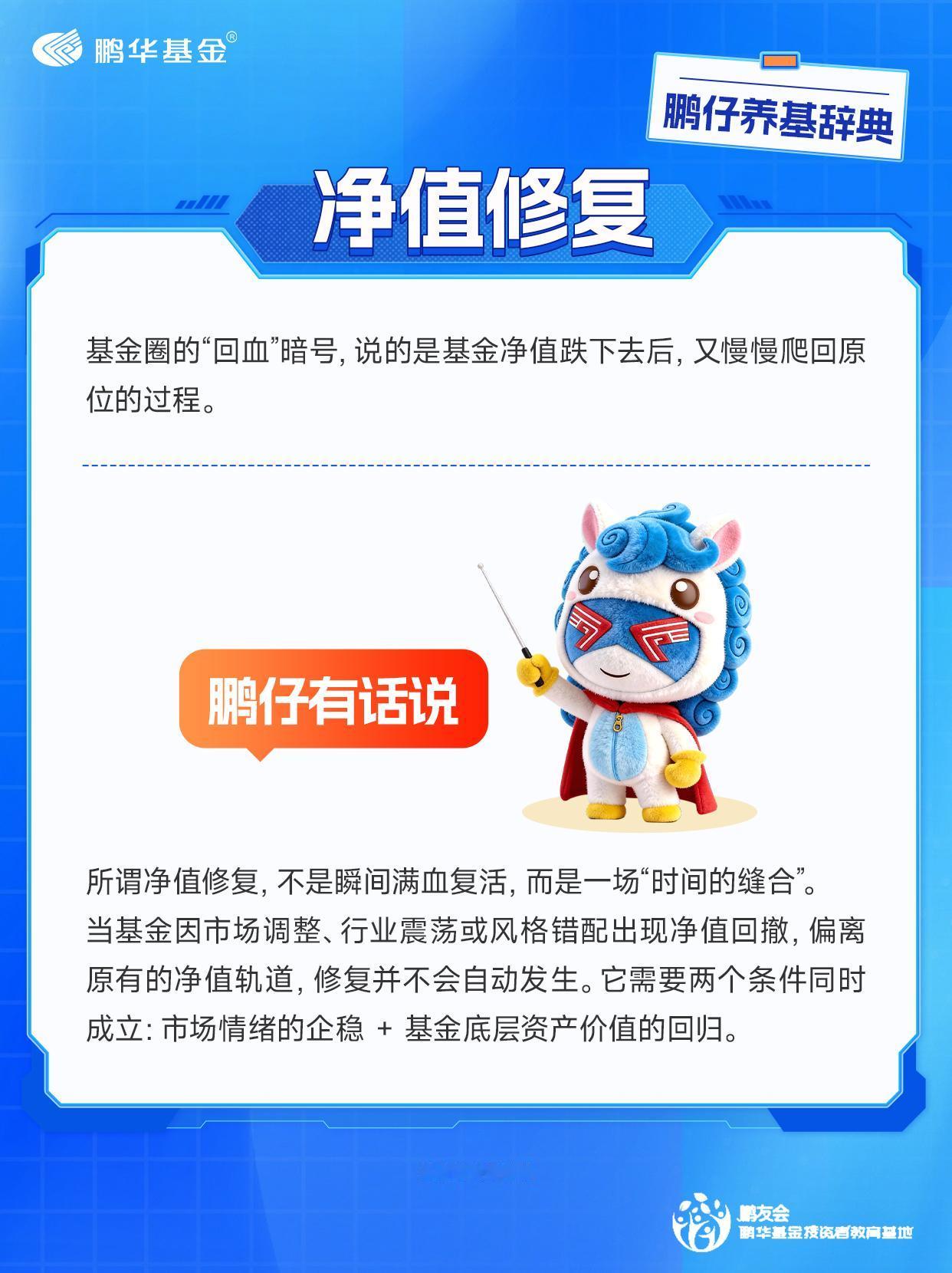 不少鹏友问：基金净值跌了，要多久才能“涨回来”？这就涉及到一个关键词——净值修复