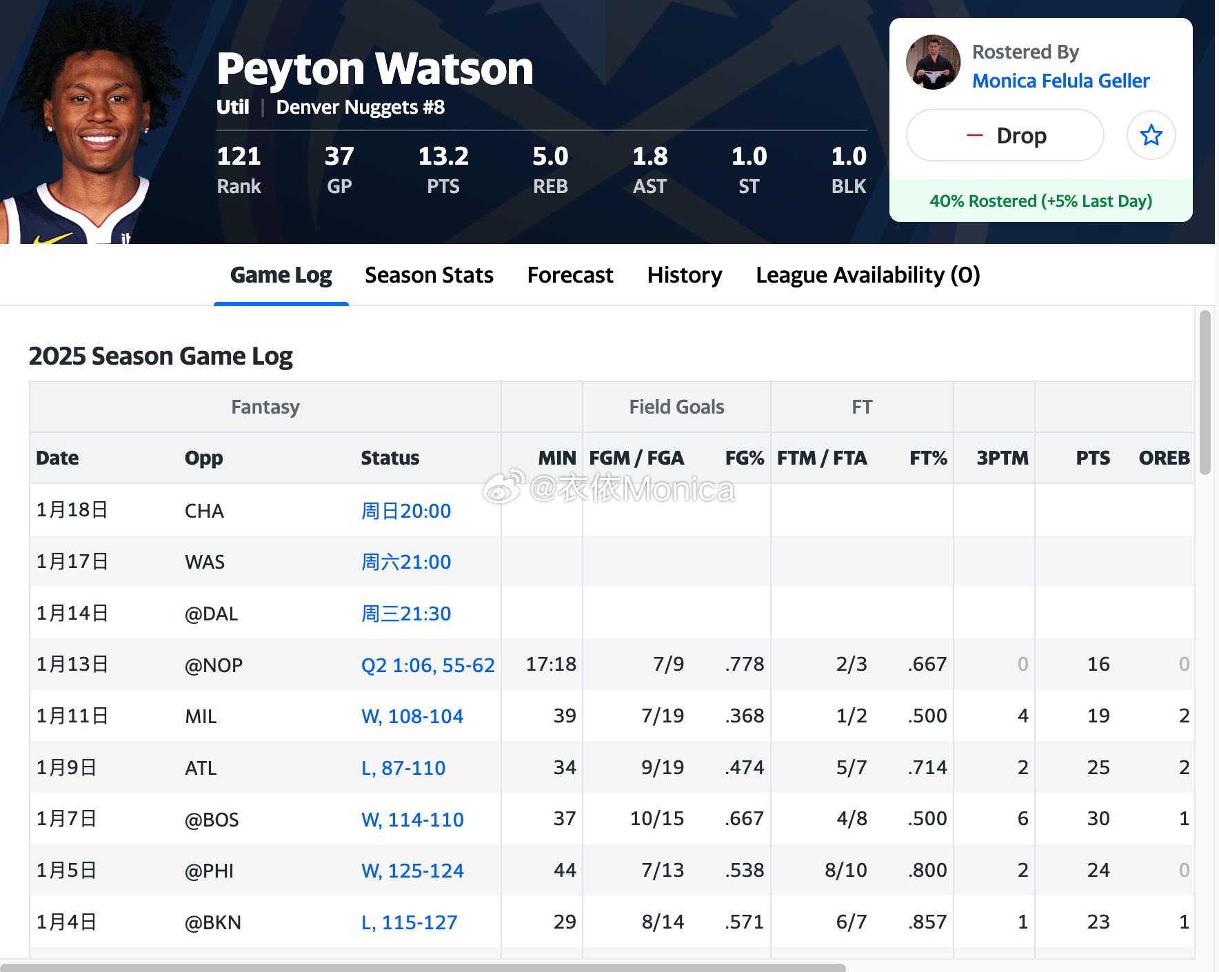 翻了翻自己在11月13号捡的沃特森哥们都打成周最佳了～ 