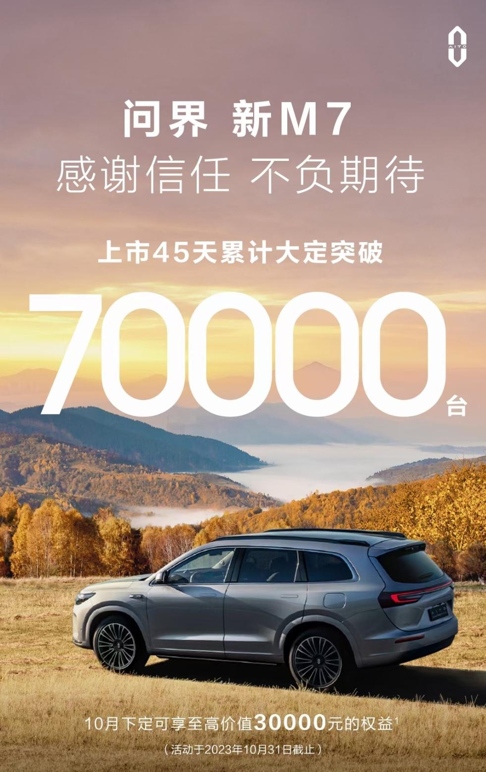 问界新M7，45天，7万大定

恭喜，又一爆款诞生了

同时，这可能是中国ADA