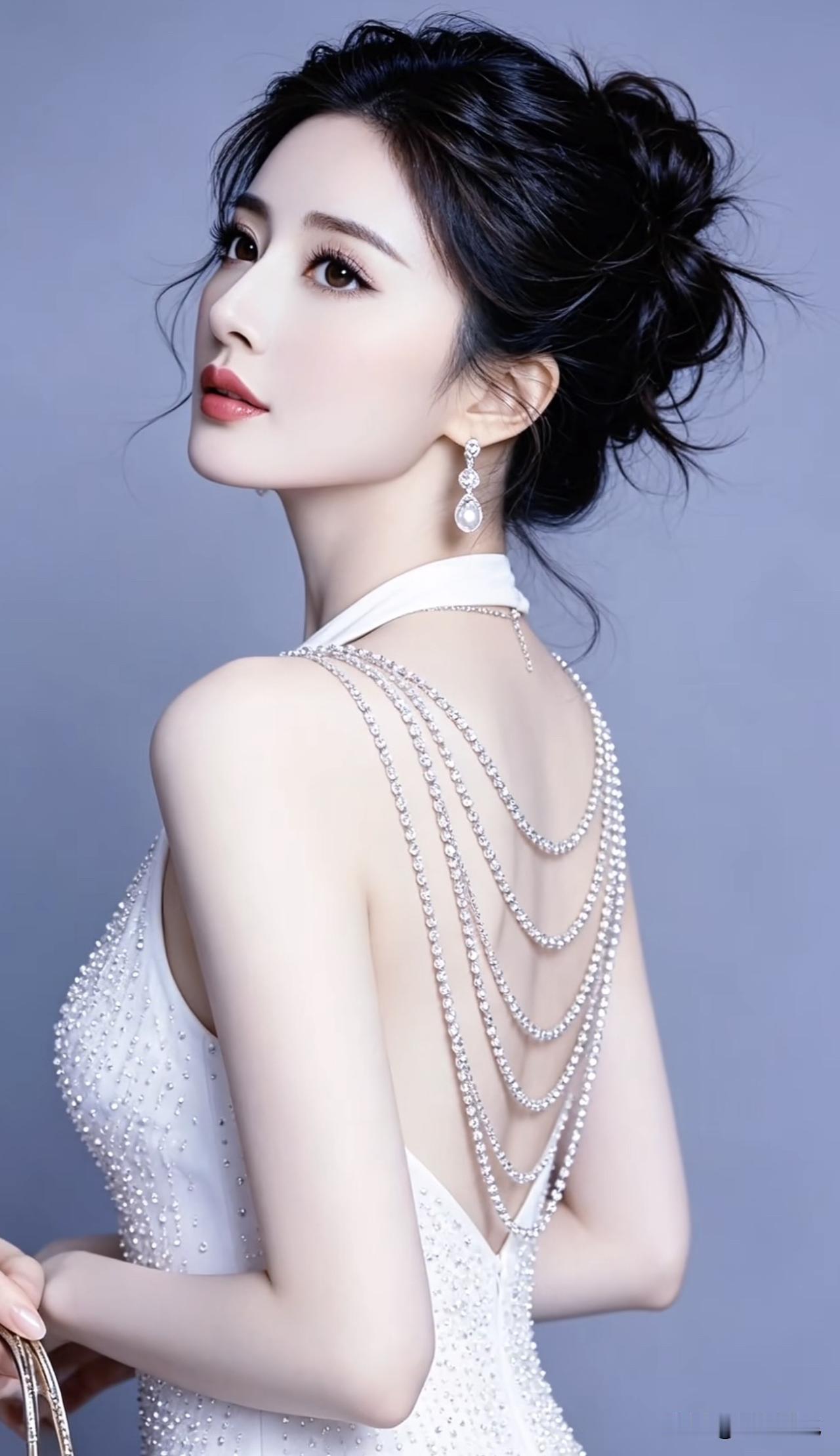 优雅黑发，闪亮珠宝，复古妆容，尽显高贵气质。黑发红唇穿搭 复古红唇造型 淡金发 