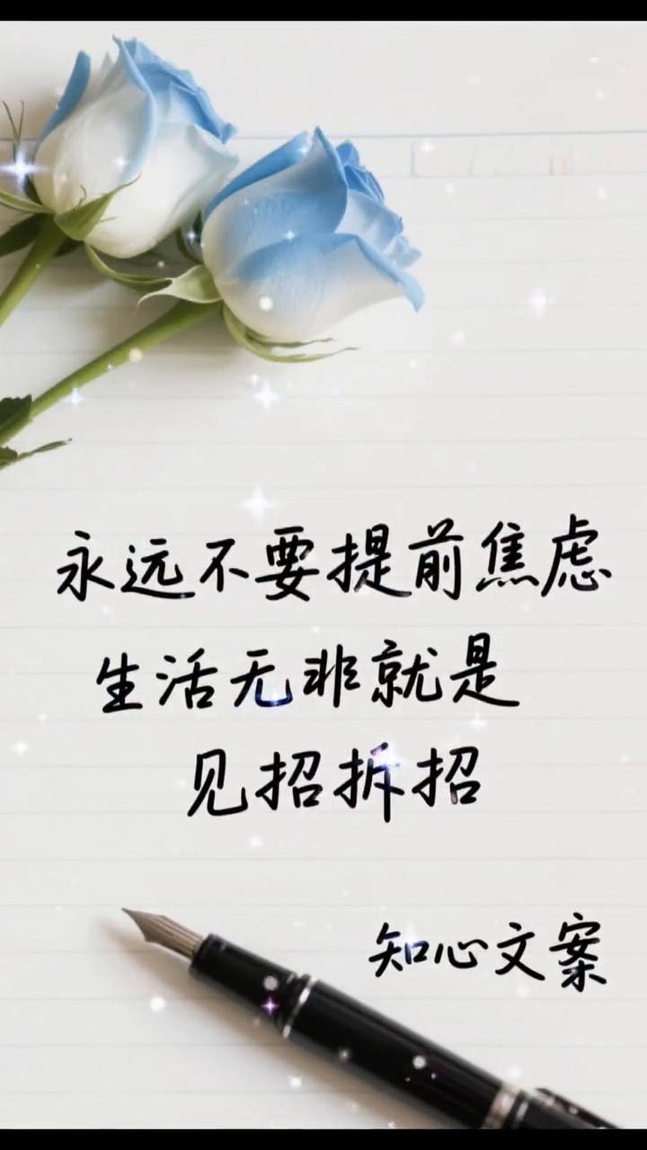 永远不要提前焦虑，生活无非就是见招拆招。
知心文案。