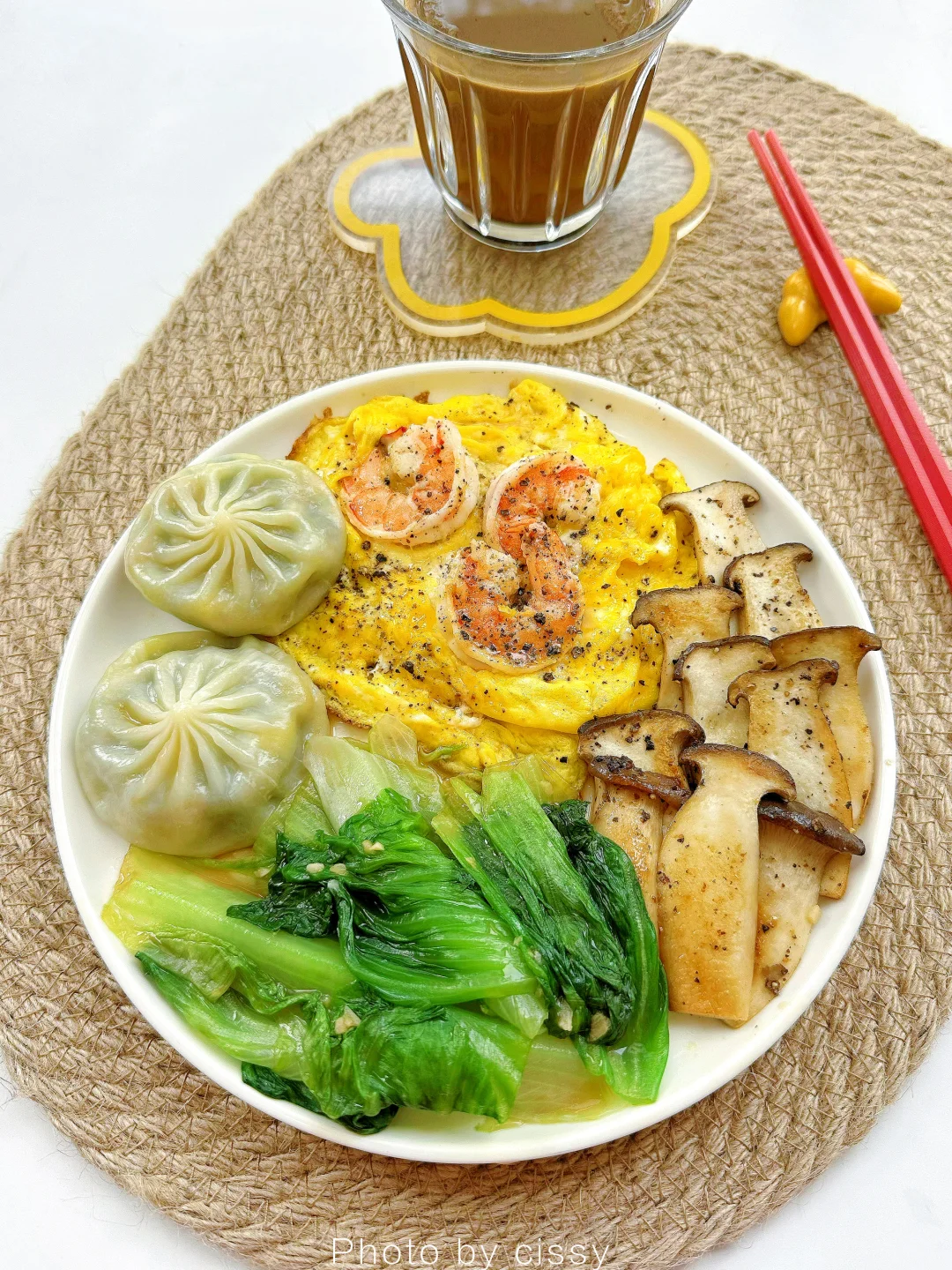 来交换早餐呀🥟🍤🍳🥬🍄‍🟫依旧不会滑蛋😂