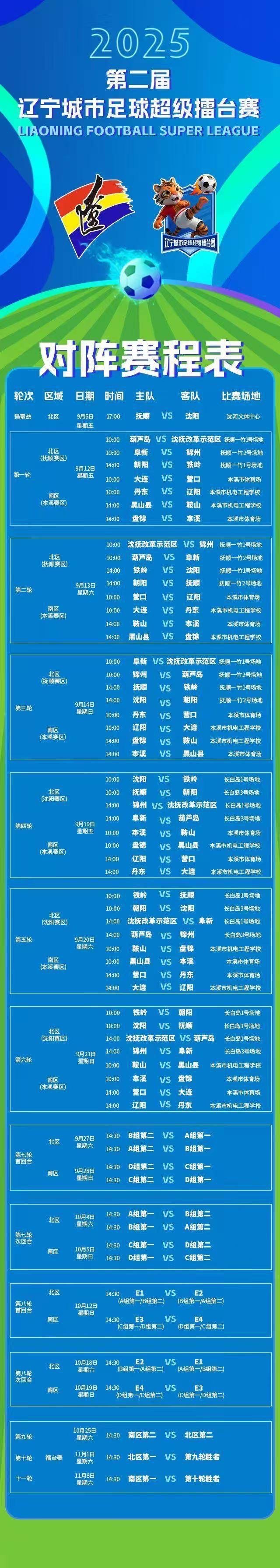 辽超赛程出炉 精彩不容错过消息来源：辽宁日报 辽望•客户端  ​​​