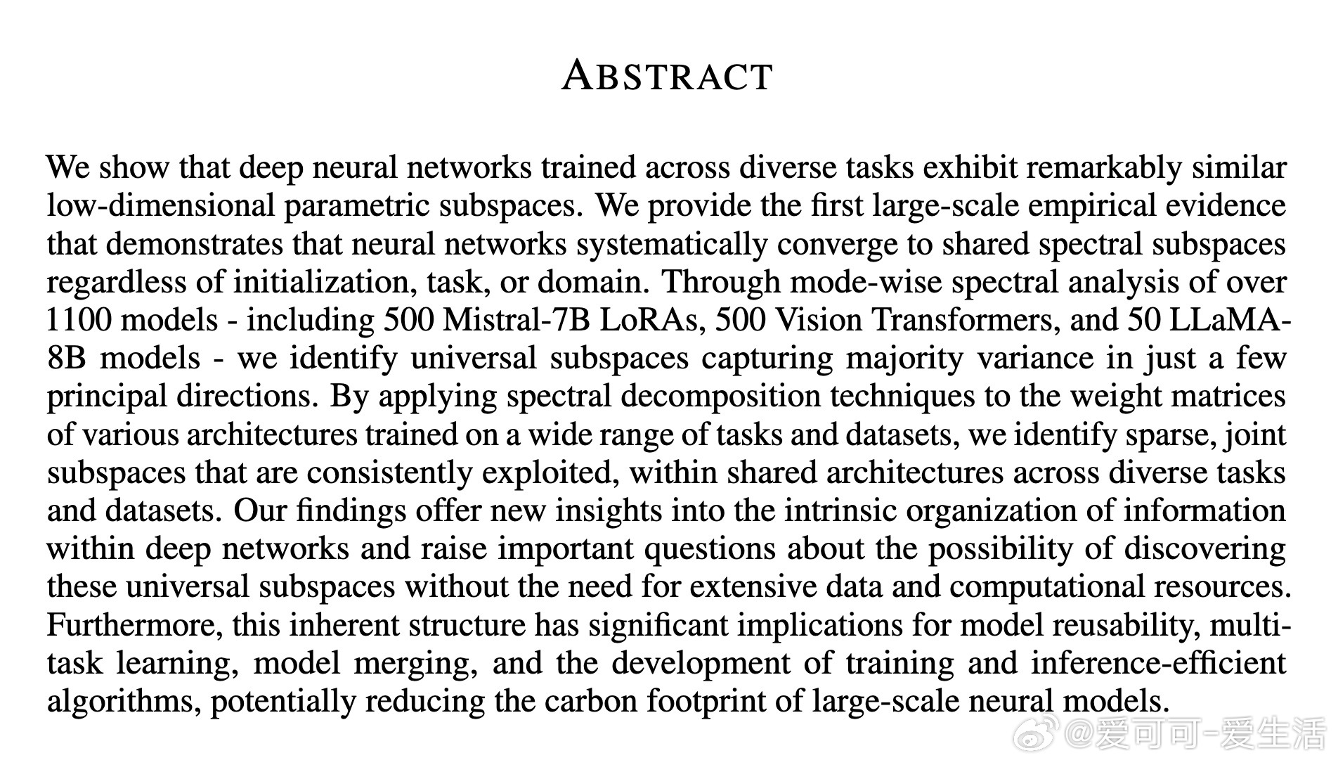 [LG]《The Universal Weight Subspace Hypot