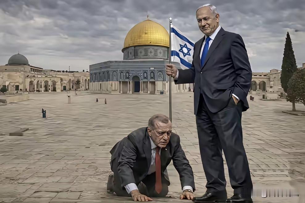 网络上看到这张图，以色列人用埃尔多安对内塔尼亚胡跪拜，感觉内塔尼亚胡真的成了特朗