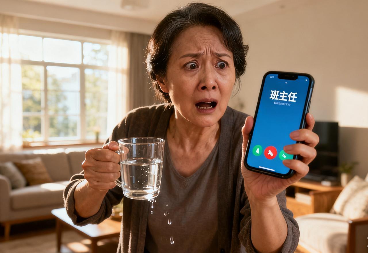 分享我这周有趣的事：
 送完孩子上学，没过多久，老师打来电话，虚惊一场

送完儿