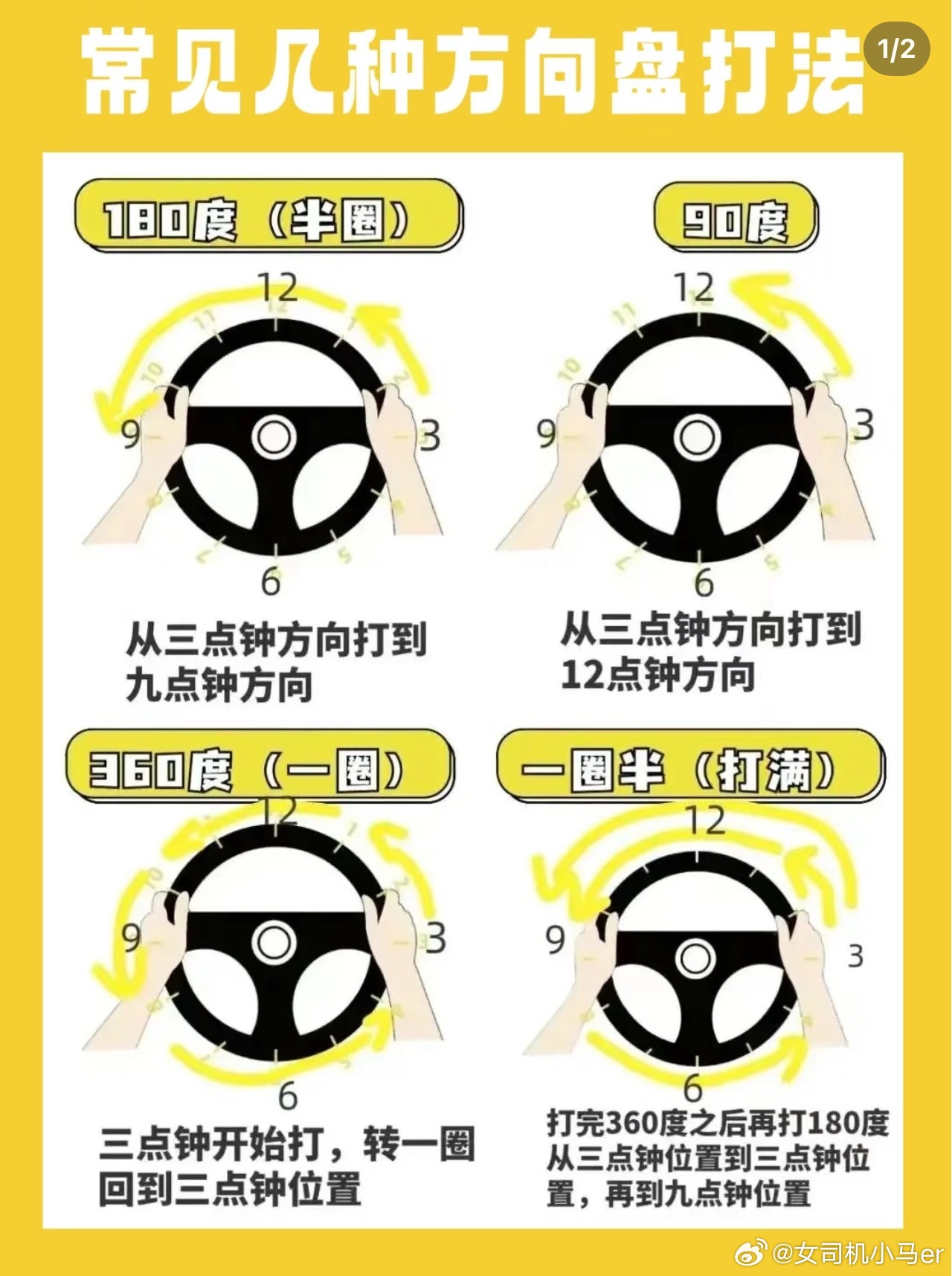 方向盘握在9点和3点，是给气囊留出“缓冲带”。双手对称握持，急打方向时回正最迅捷