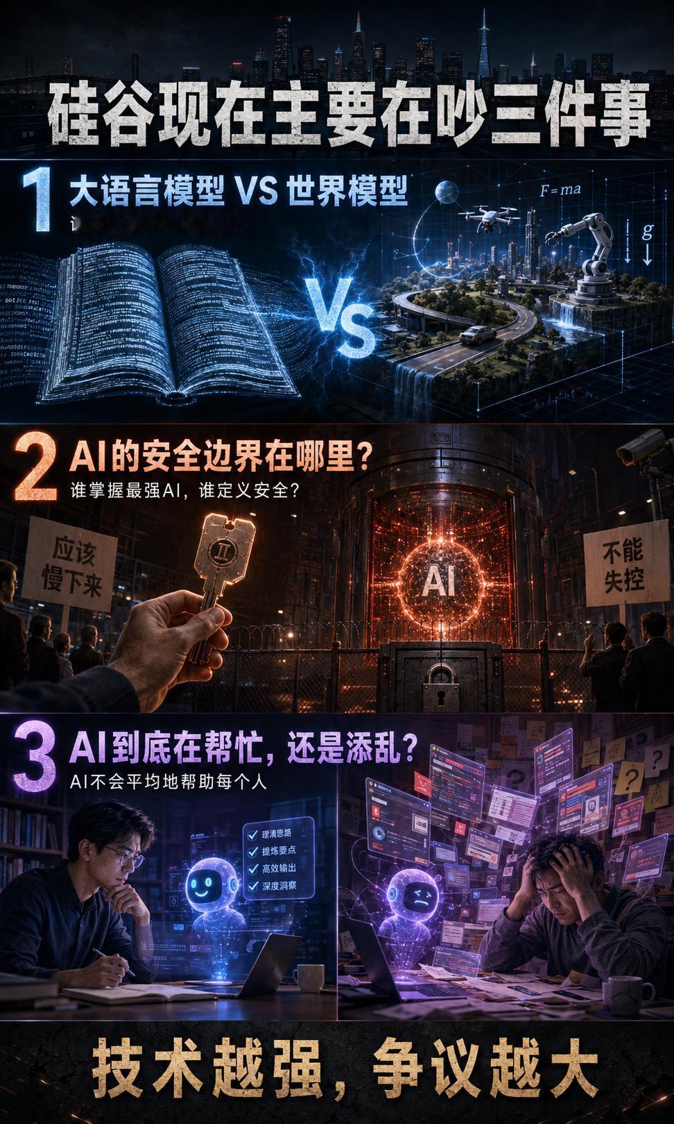 1，大语言模型还是世界模型？一个擅长理解符号，一个试图模拟环境。未来可能不是路线