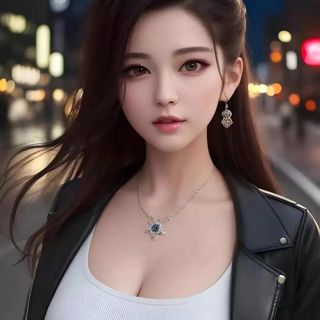 都市夜景中的迷人少女，夜晚的灯光夜景气质少女 自然光下少女 夜景女孩 城市街头少