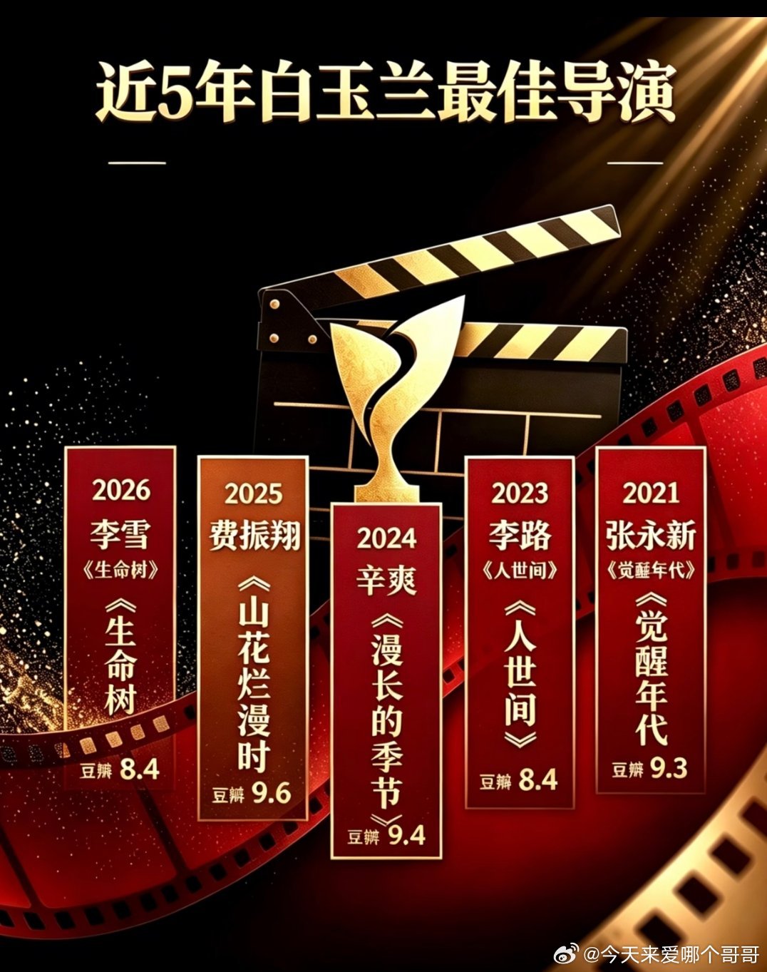 近五年白玉兰最佳导演 
