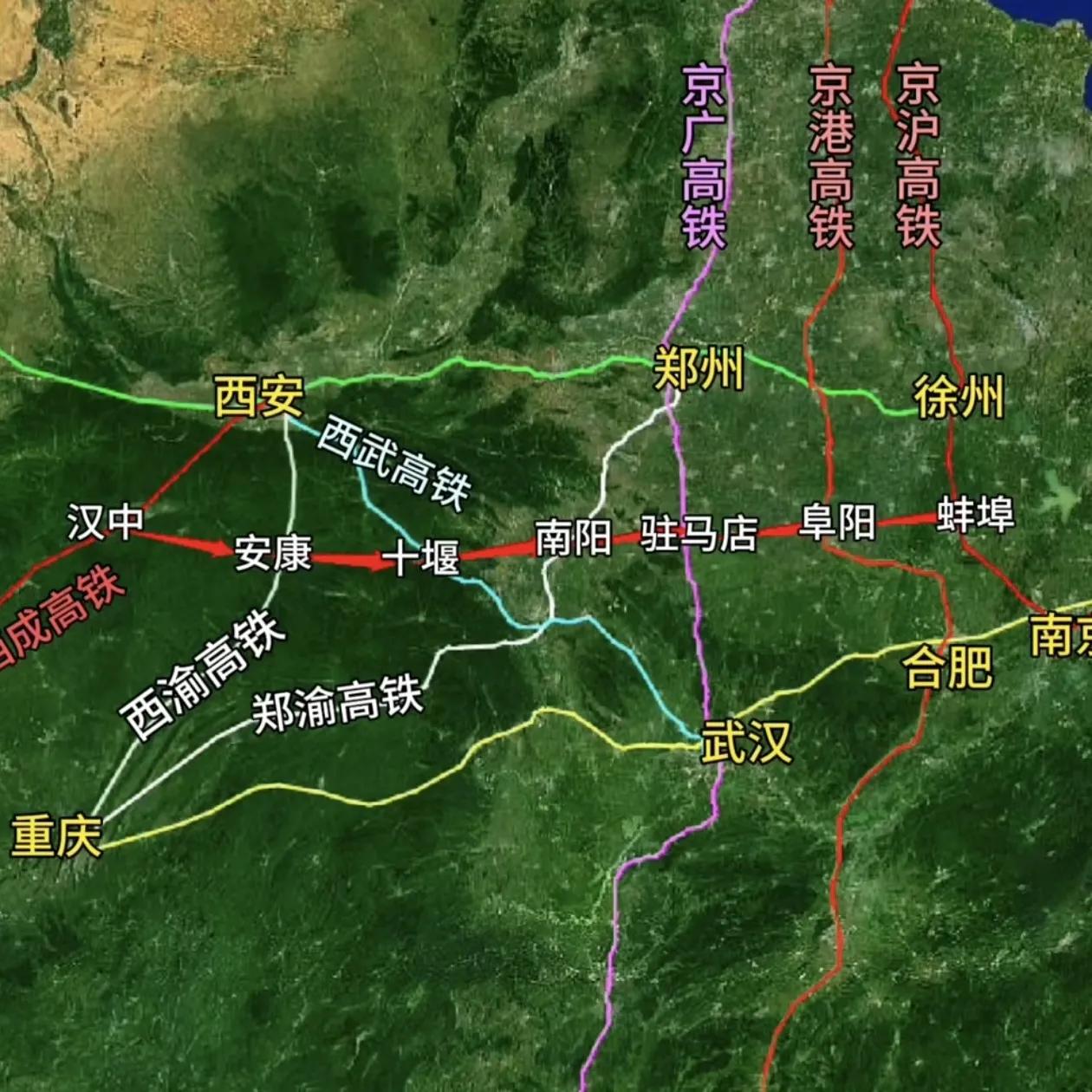 陕南要是修一条从汉中出发，经过安康、南阳，最后到蚌埠的高铁就好了！这样就可以连接