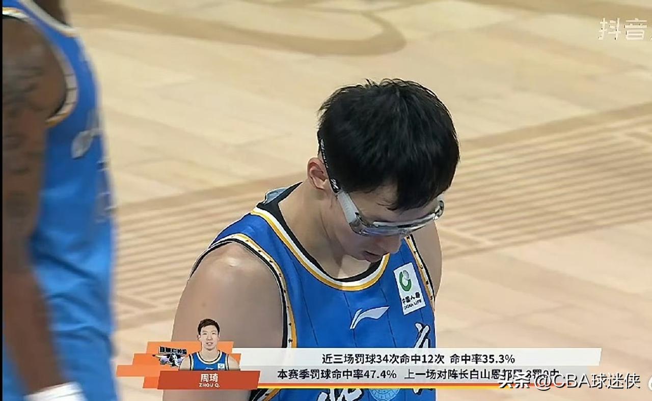 不是😂导播这是几个意思？杀人还要诛心？

今晚北京主场迎战浙江，周琦站上罚球线