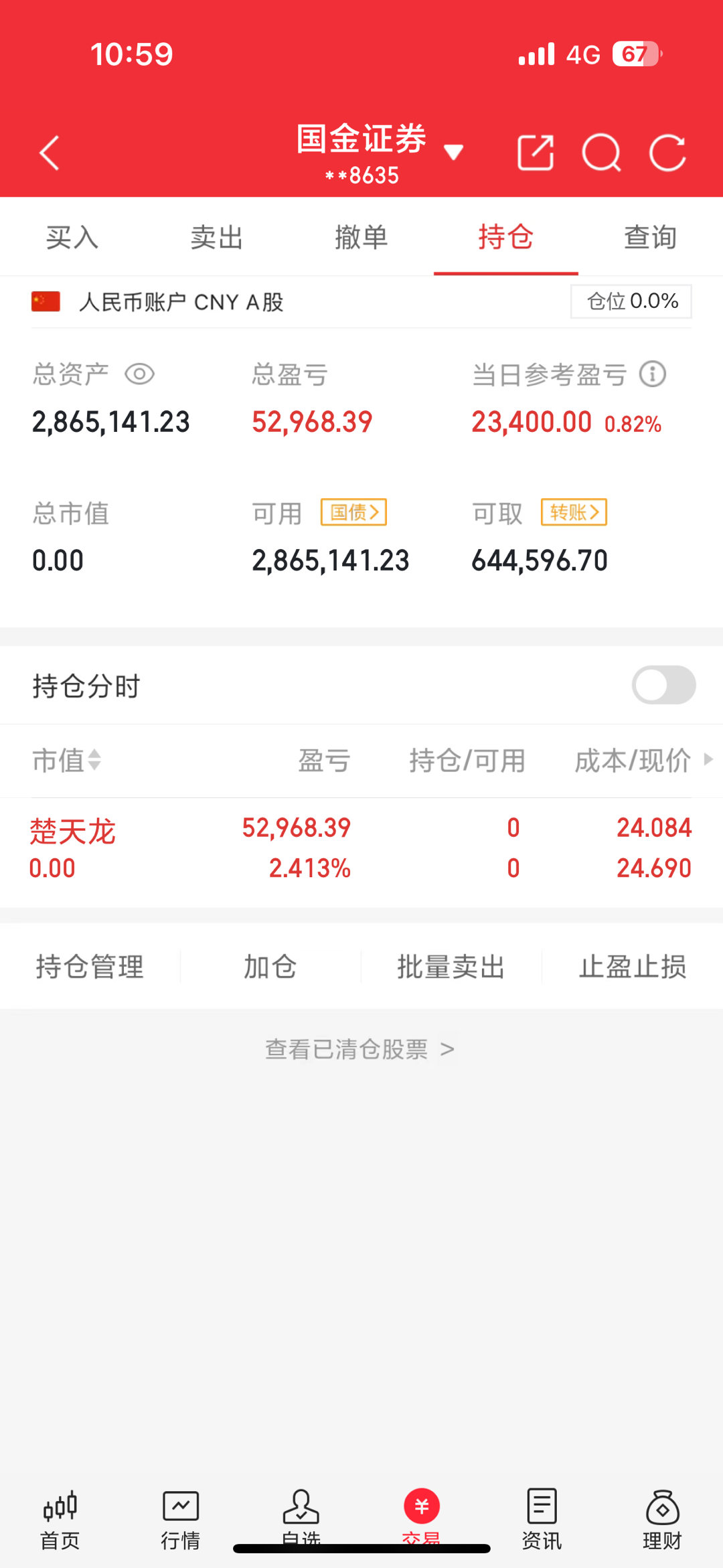 实时实盘楚天已出，现在在调整，调整完后会有大阳线。不过这也是几天后的事了三郎就不