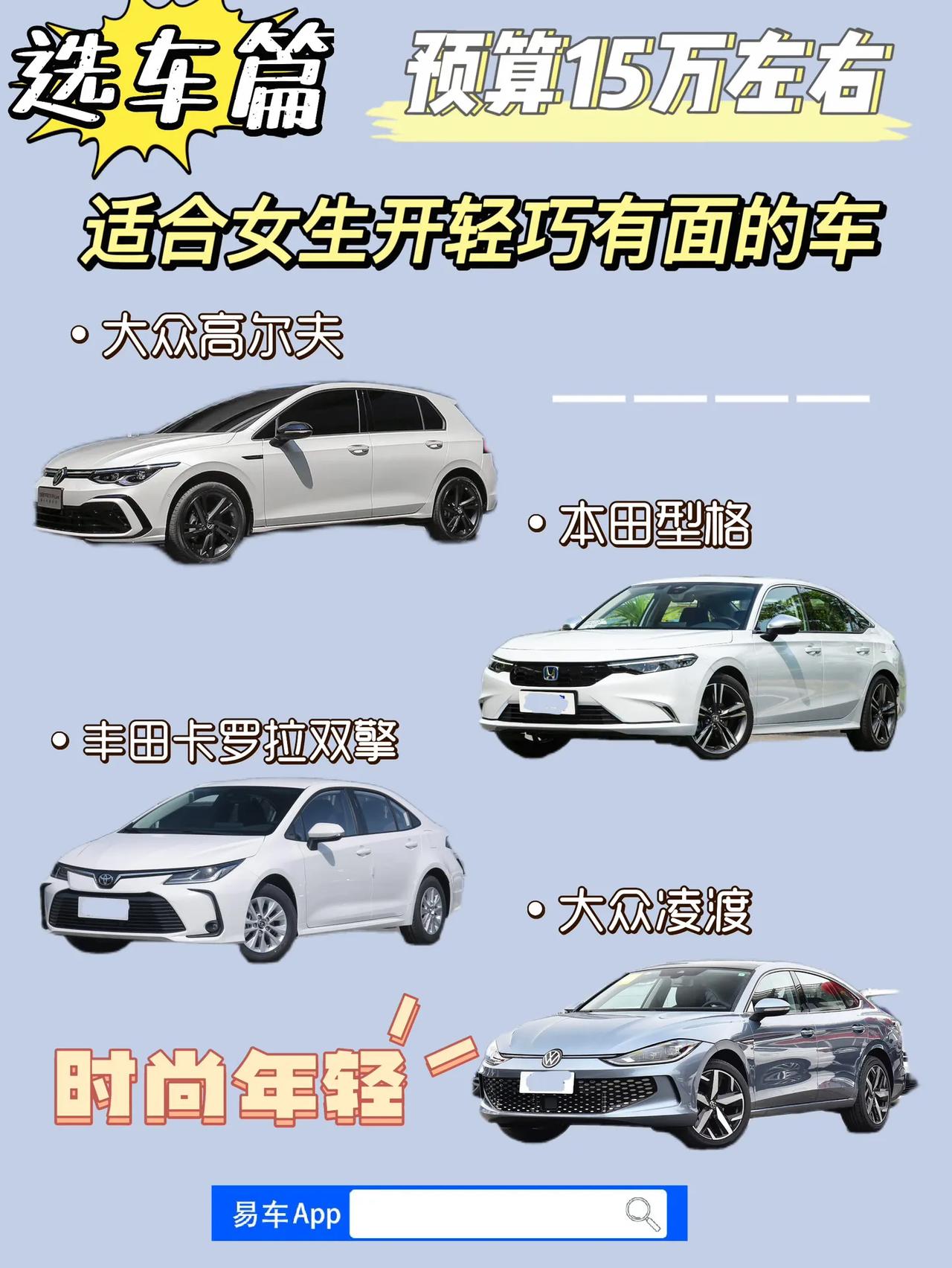 小仙女们必看！这几款车让你闭着眼入手！
咦？买车？不知从何入手？不要着急哦！小编