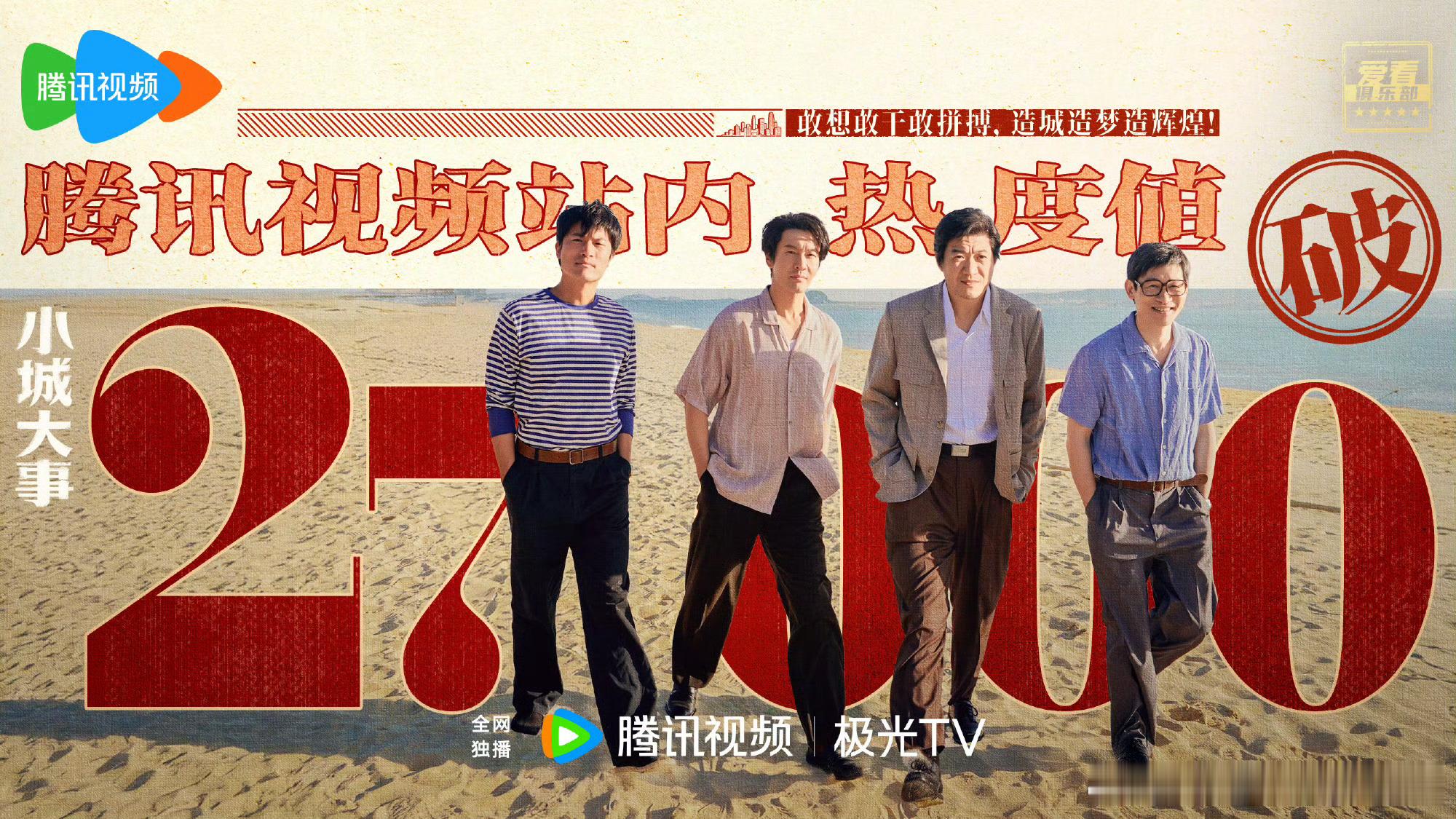 赵丽颖、黄晓明《小城大事》热度破27000，恭喜🎉恭喜 