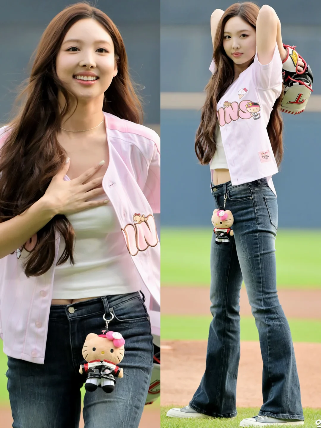 美少女投球手娜琏今日为棒球赛开球⚾️