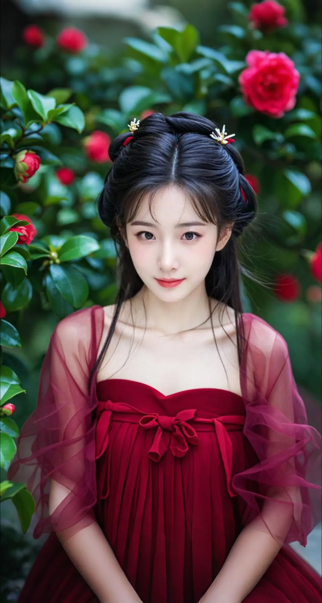 AI扩图 山茶美人