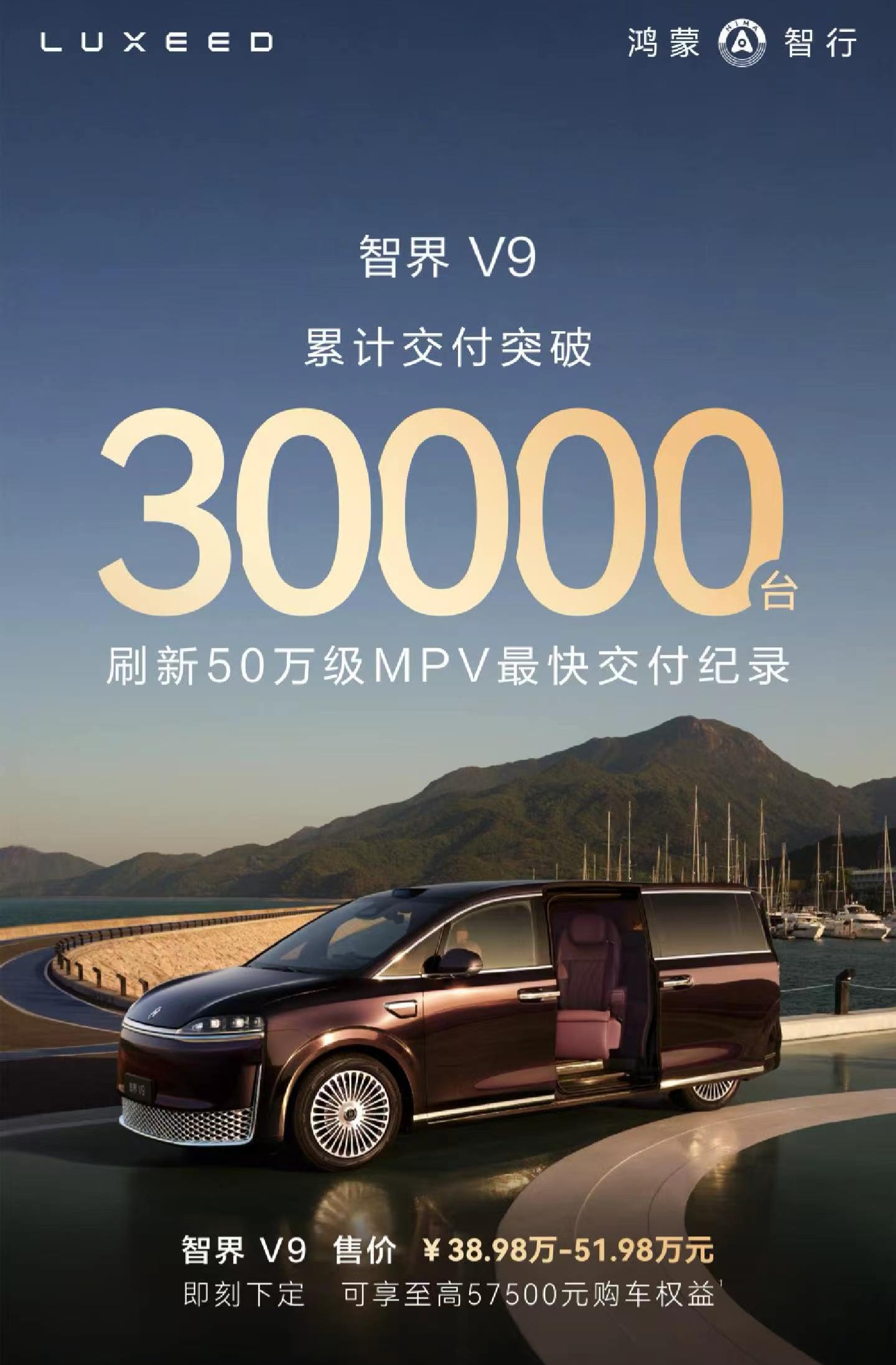 智界V9交付破3万台上次破2万是8月24号，两个月时间新增1万台交付～霸天资讯智
