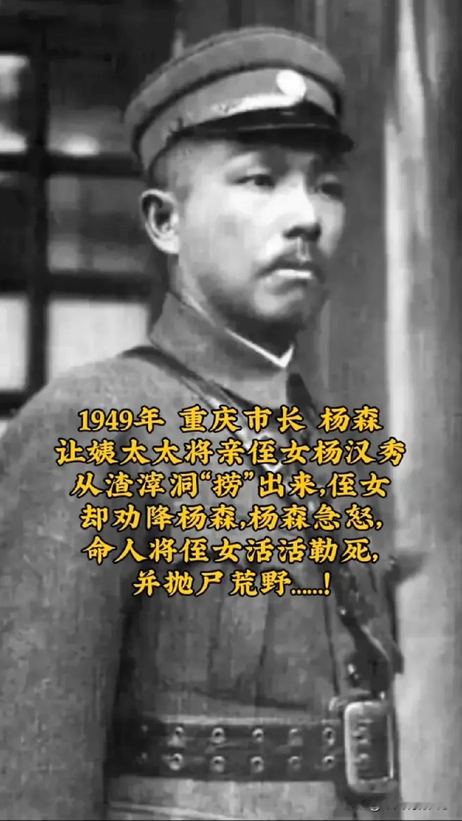 1949年大军阀杨森，听说自己侄女被抓了起来，他安排姨太太把侄女救出来，侄女出来