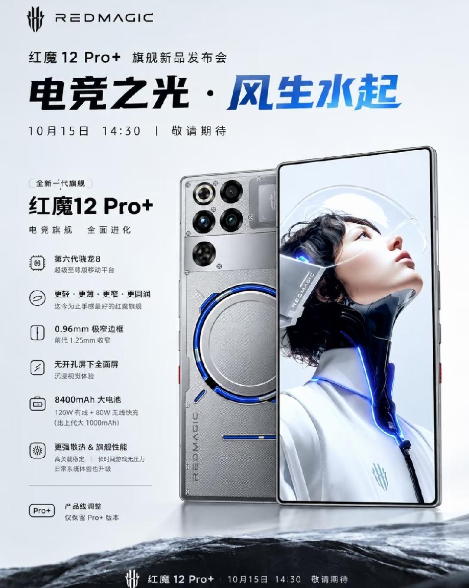 红魔12 Pro+即将登场，电竞旗舰全面进化
 
红魔12 Pro+定档10月1