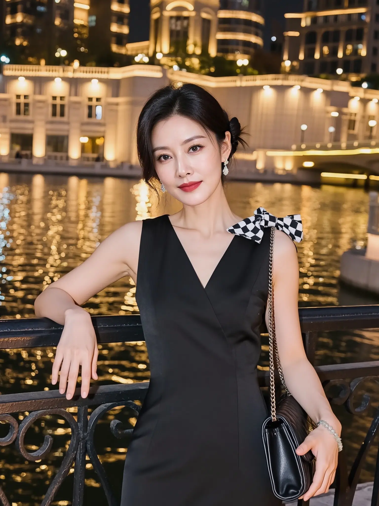 AI晚装河畔照 ai创作