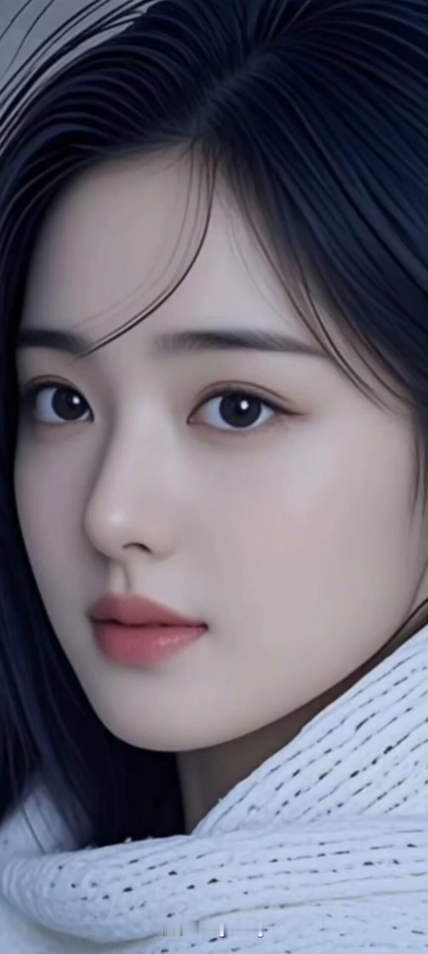 温柔眼眸，白皙肌肤，唯美少女风