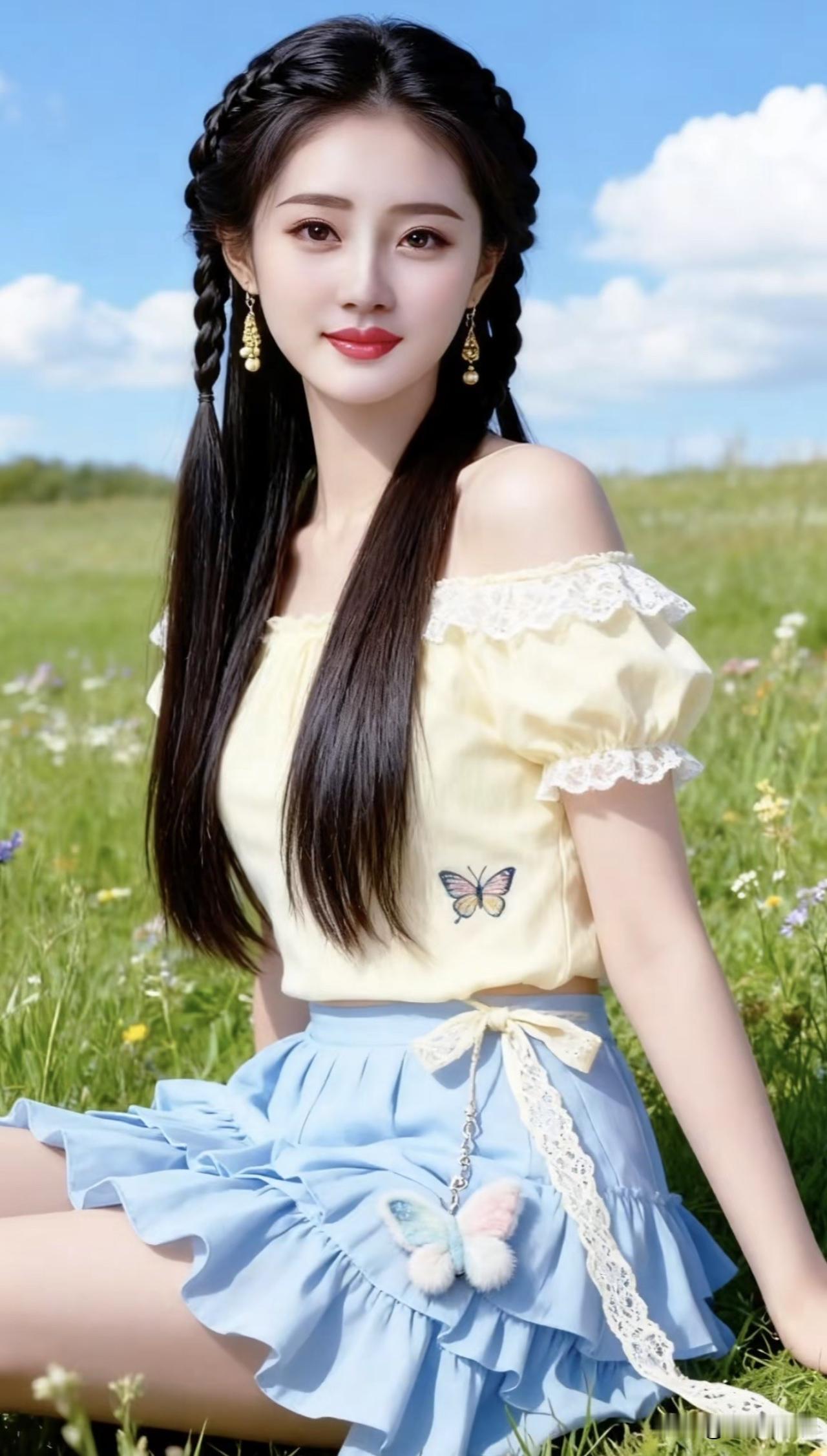 花间蝴蝶舞，轻纱拂绿野。绿裙蝶舞仙境 绿裙花间 蝶舞轻纱 绿裙花间 蝶舞轻纱 蝴