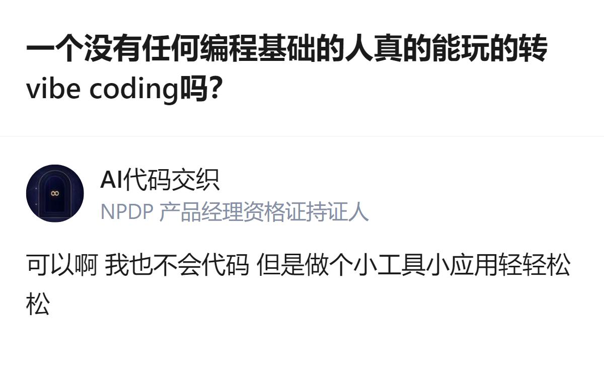 没编程基础也能玩vibe coding，根本不用懂技术方案，直接把需求说给AI就