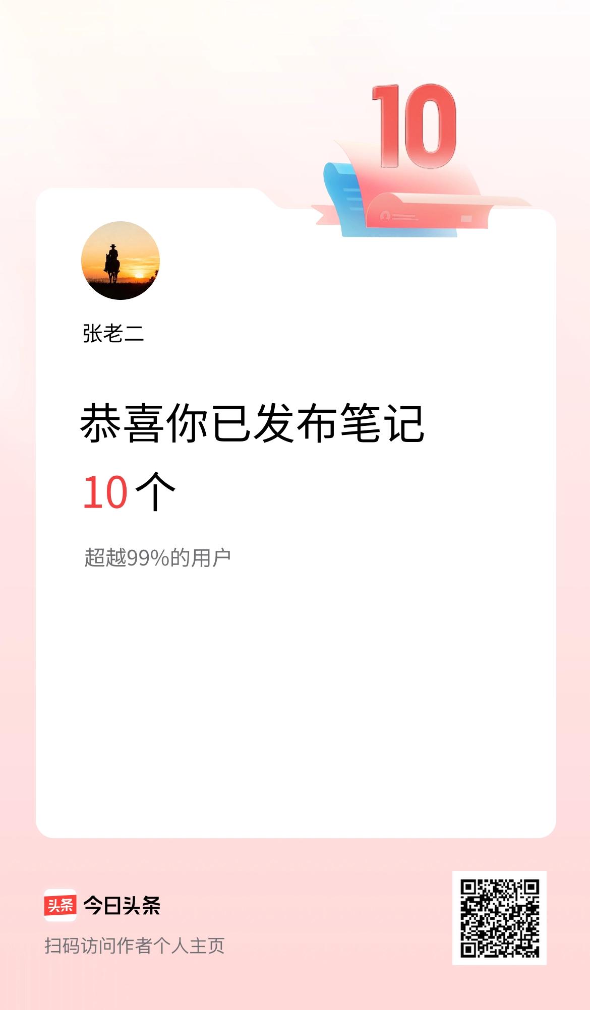 我在头条累计投稿笔记10个